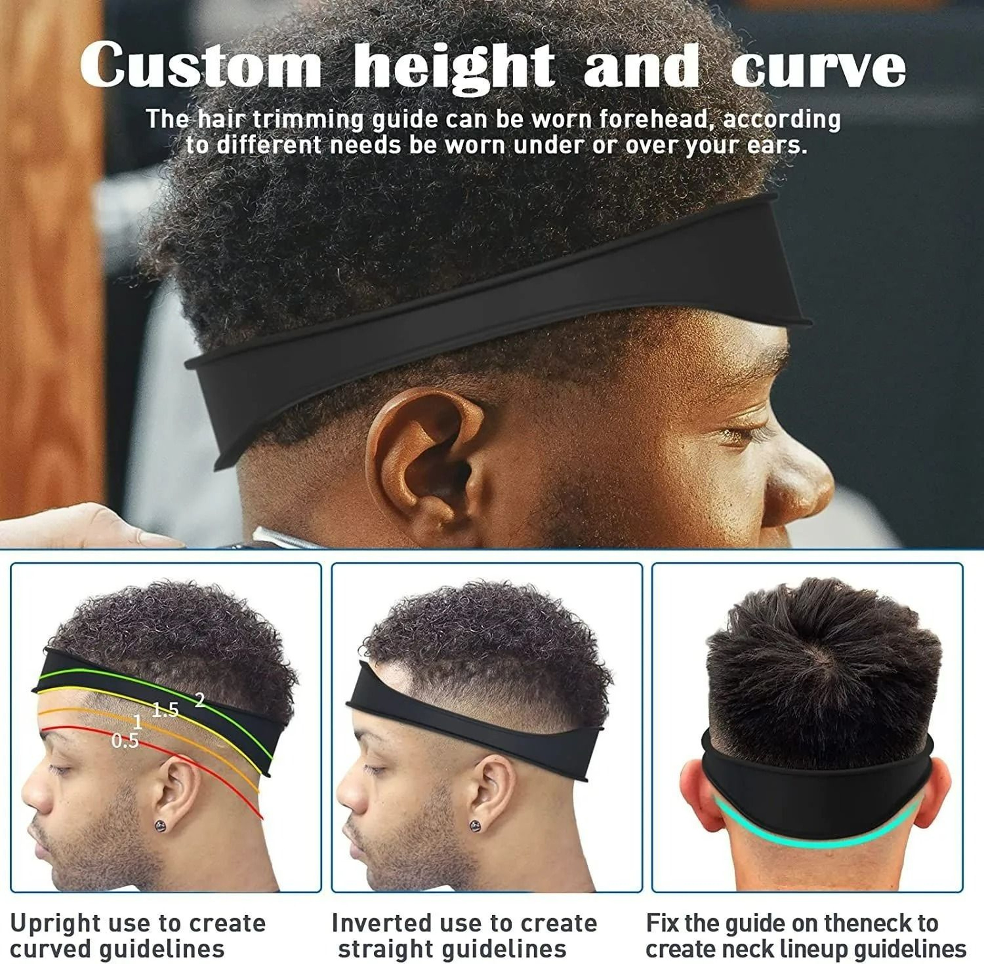 Curved Silicone Neckline Shaving Template  Fade Haircut Guide 5