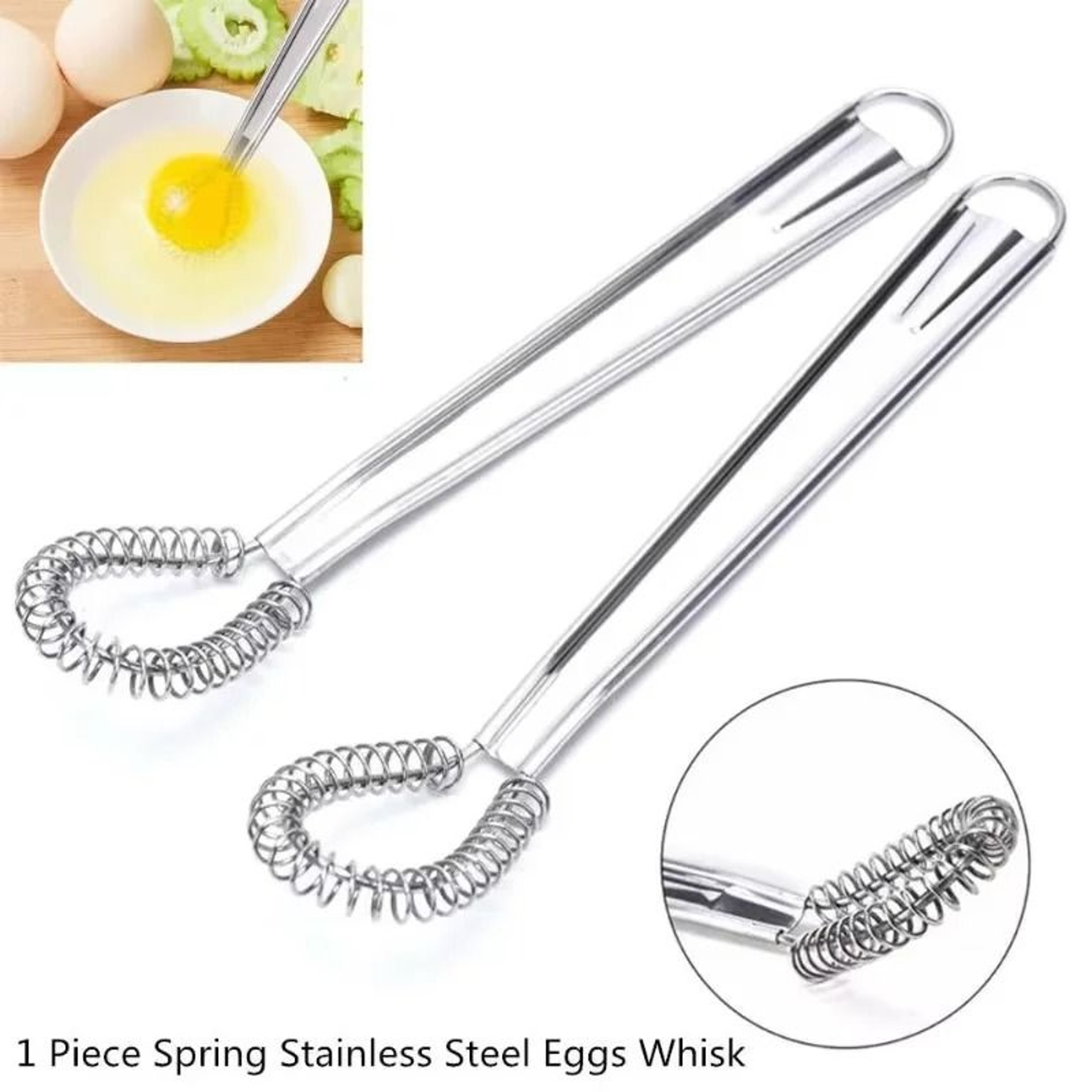 Stainless Steel Spring Coil Egg Beater  Hand Frother 1