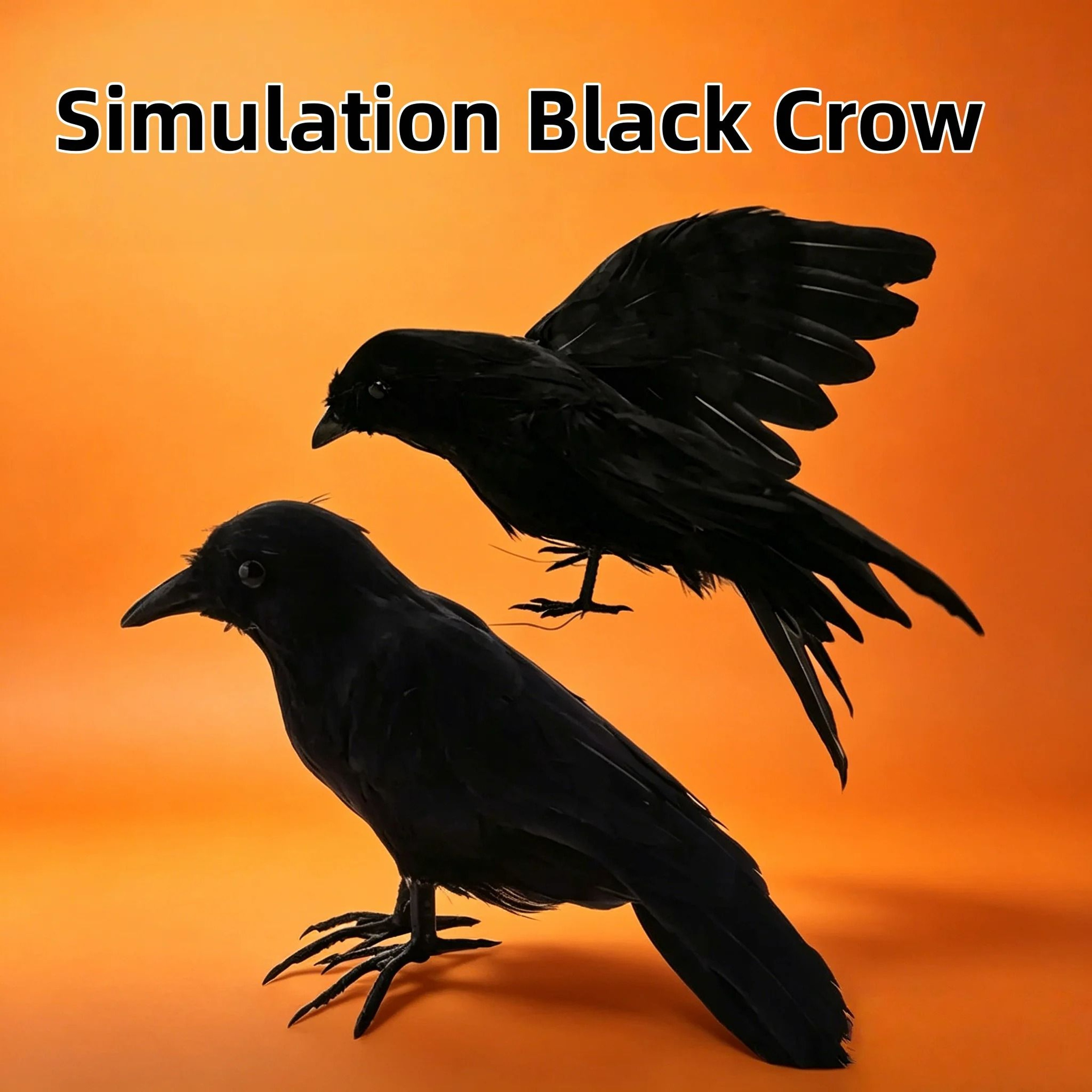 Lifelike Feathered Black Raven  Crow Prop 1
