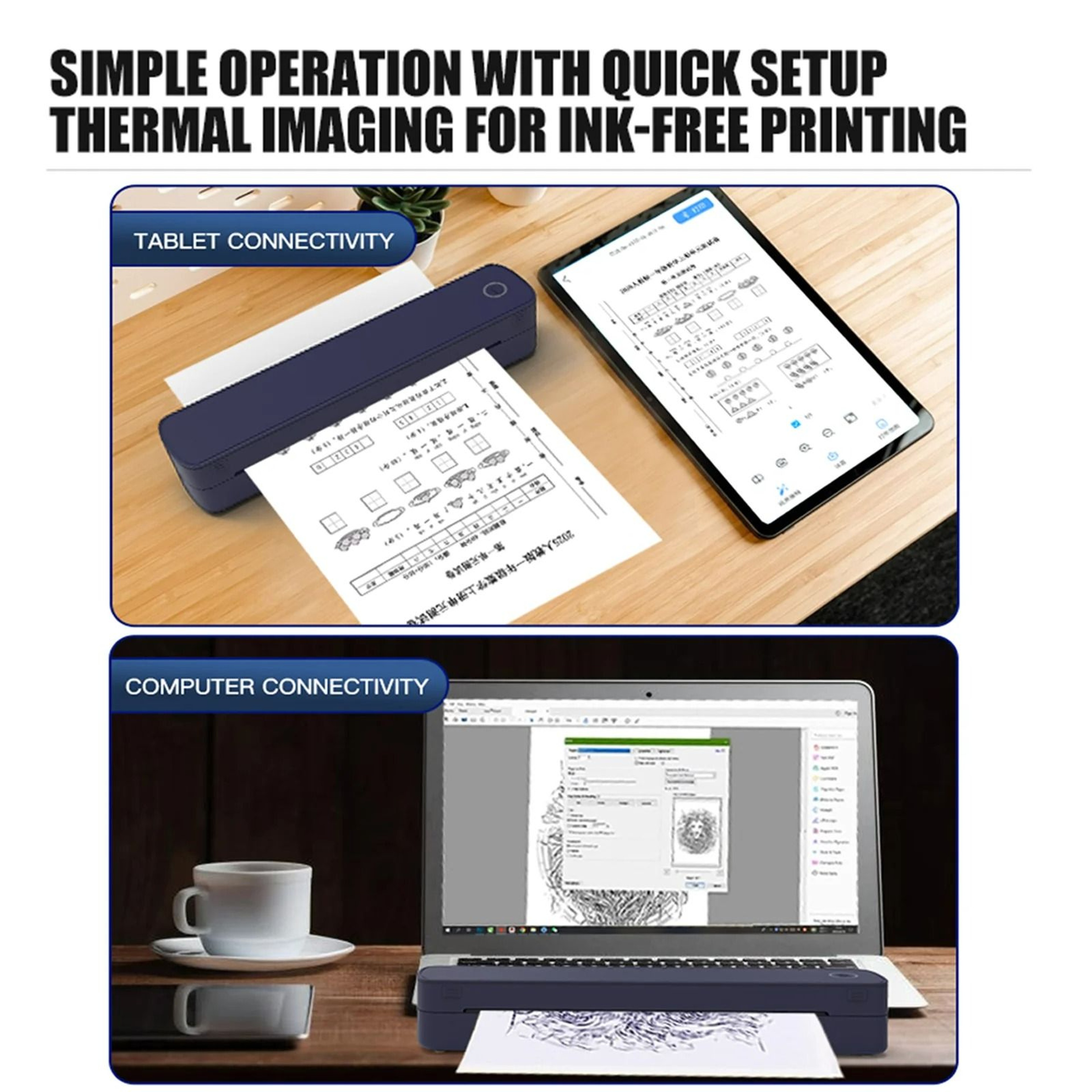 Portable A4 Wireless Thermal Tattoo  Document Printer 4