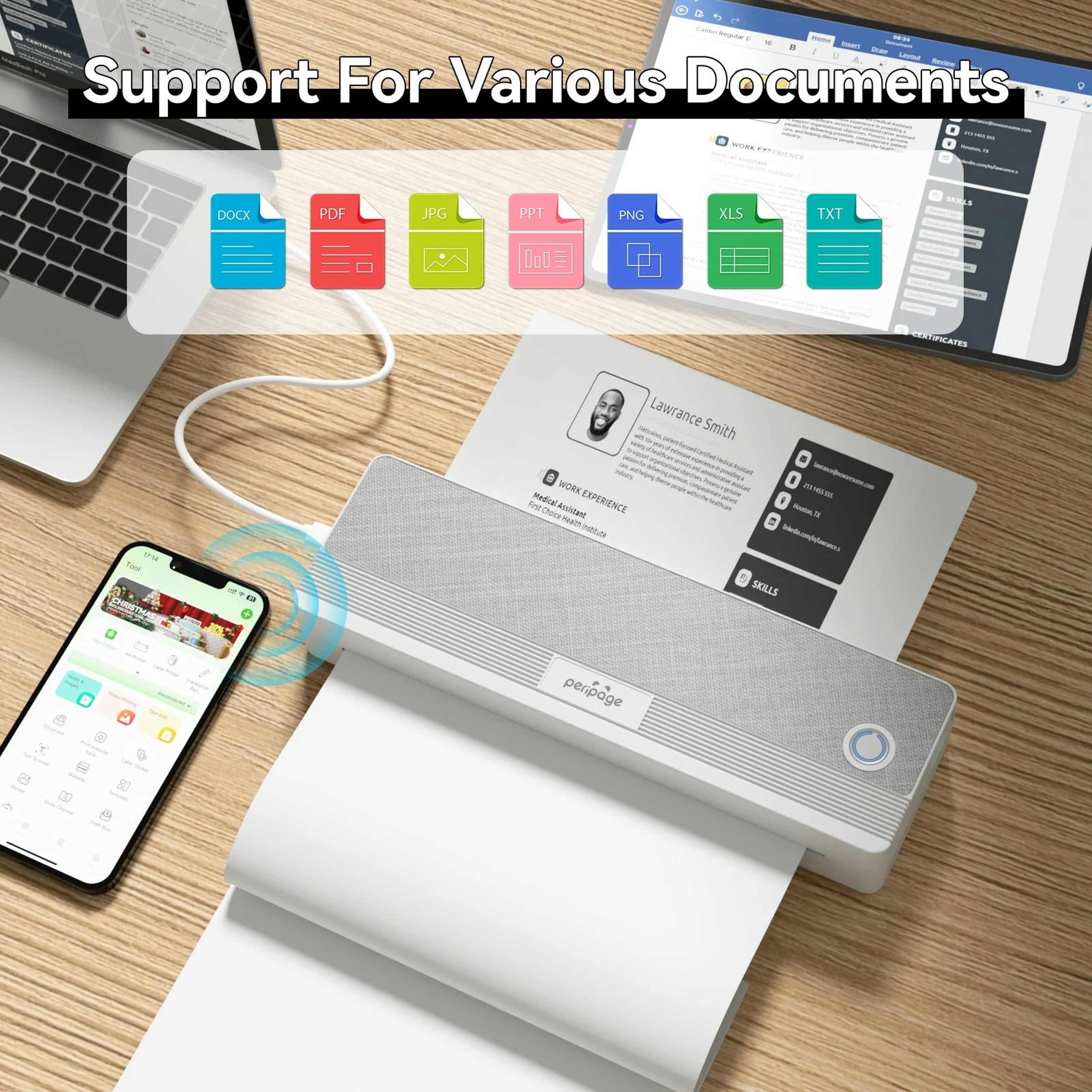 MultiFormat Portable Wireless A4 Thermal Printer 3