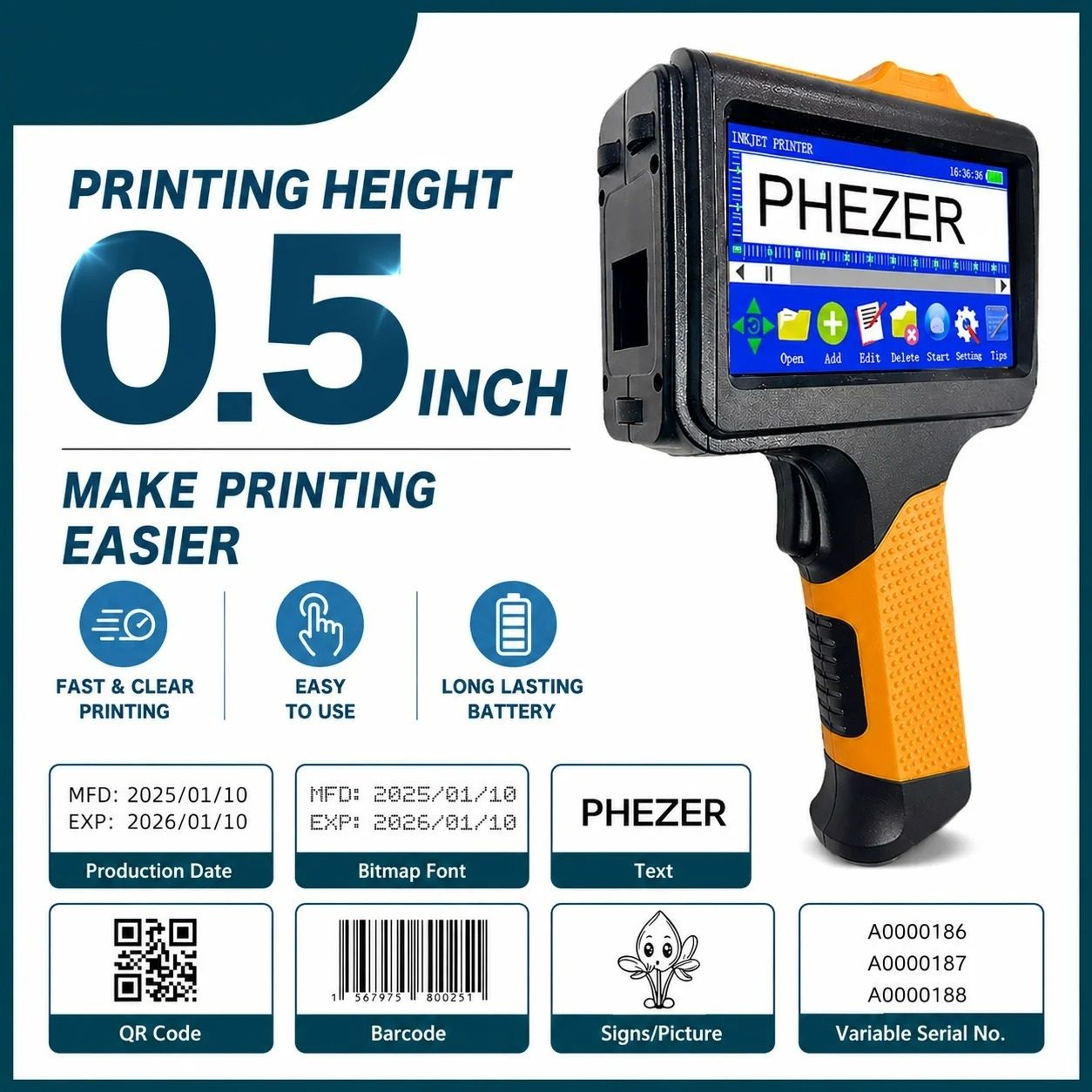 Handheld Industrial Inkjet Coder Machine 0