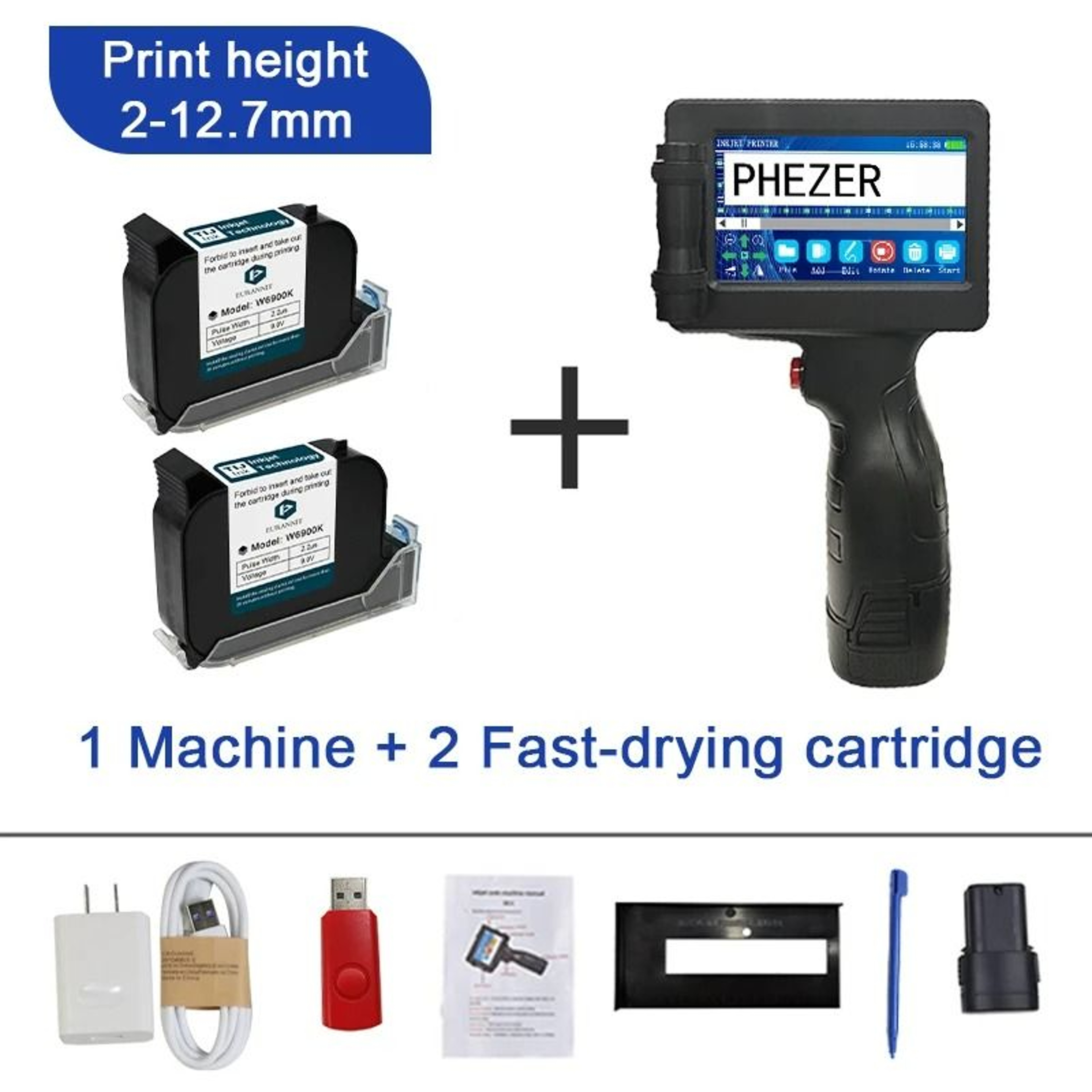 Industrial Handheld Inkjet Printer Kit 05 In Print Height  28 Languages 6