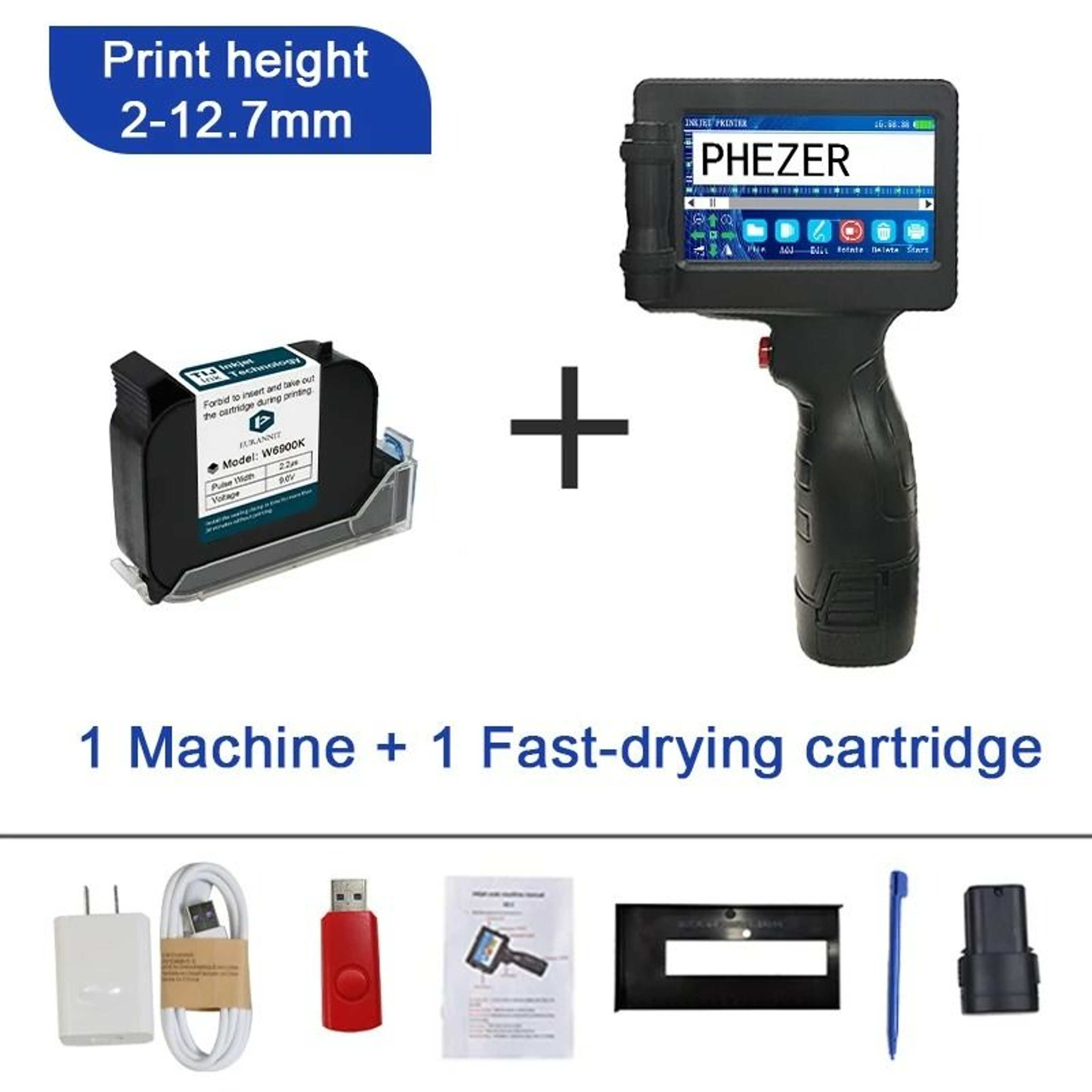 Industrial Handheld Inkjet Printer Kit 05 In Print Height  28 Languages 7