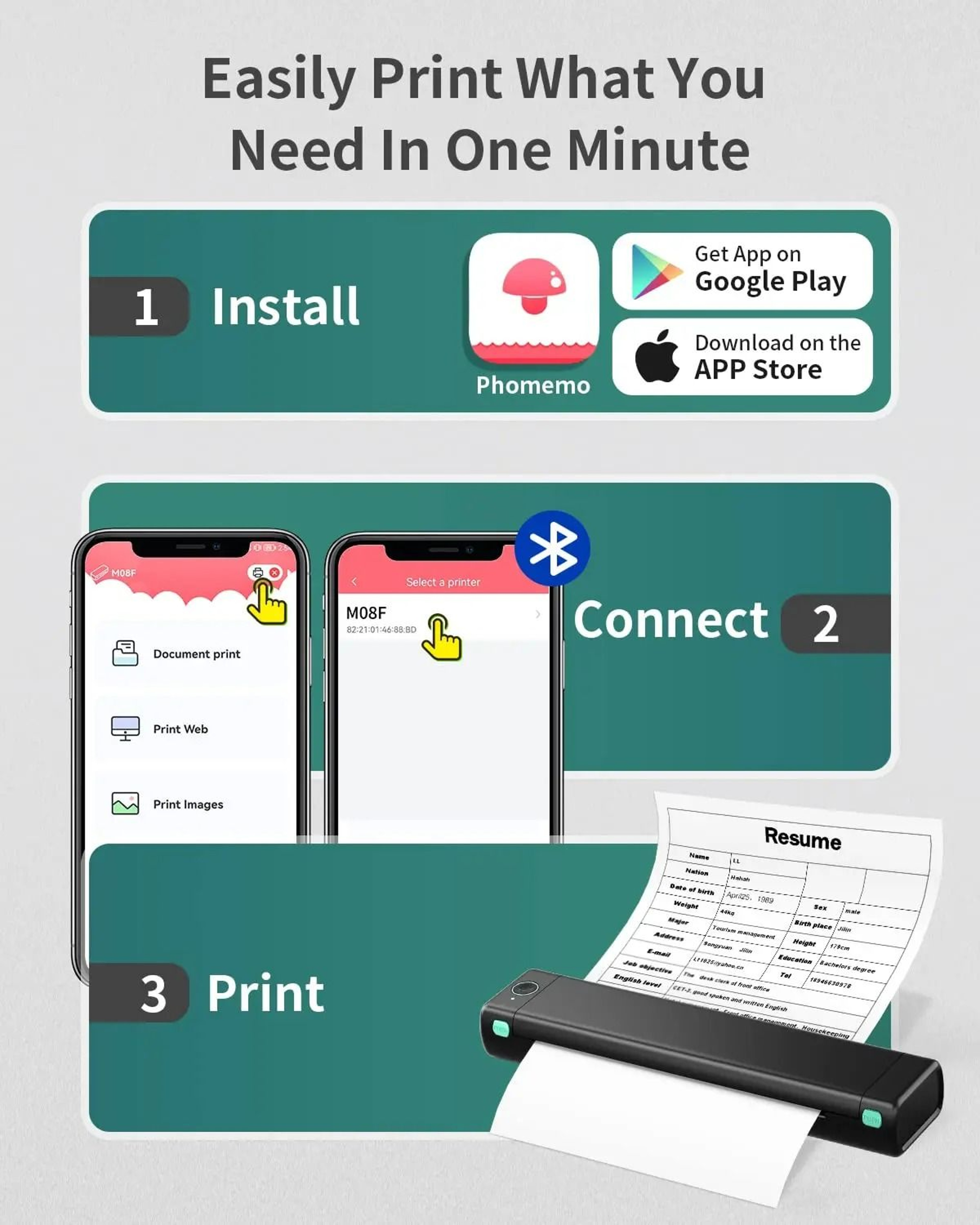 A4 FullPage Wireless Thermal Document Printer 1