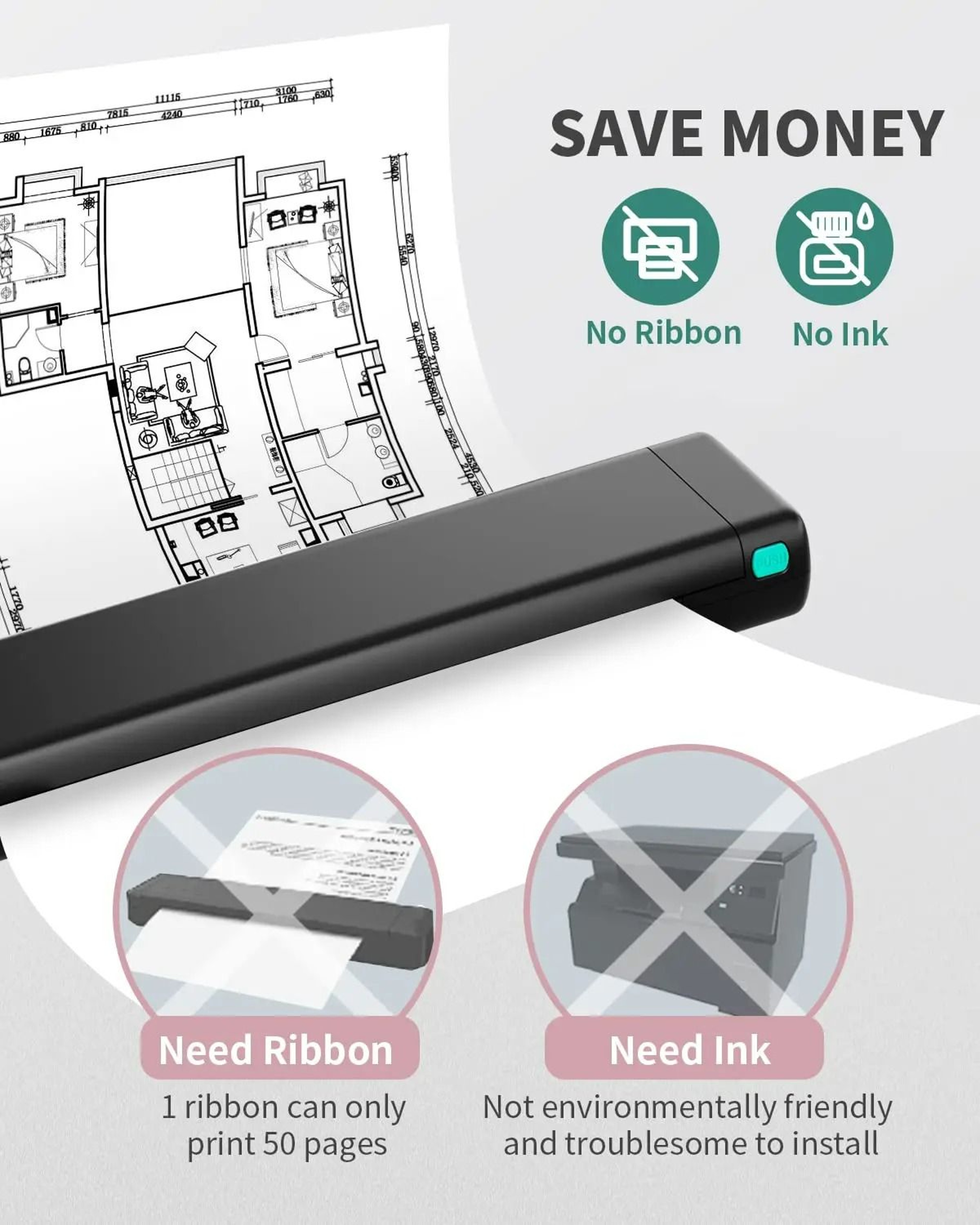 A4 FullPage Wireless Thermal Document Printer 4