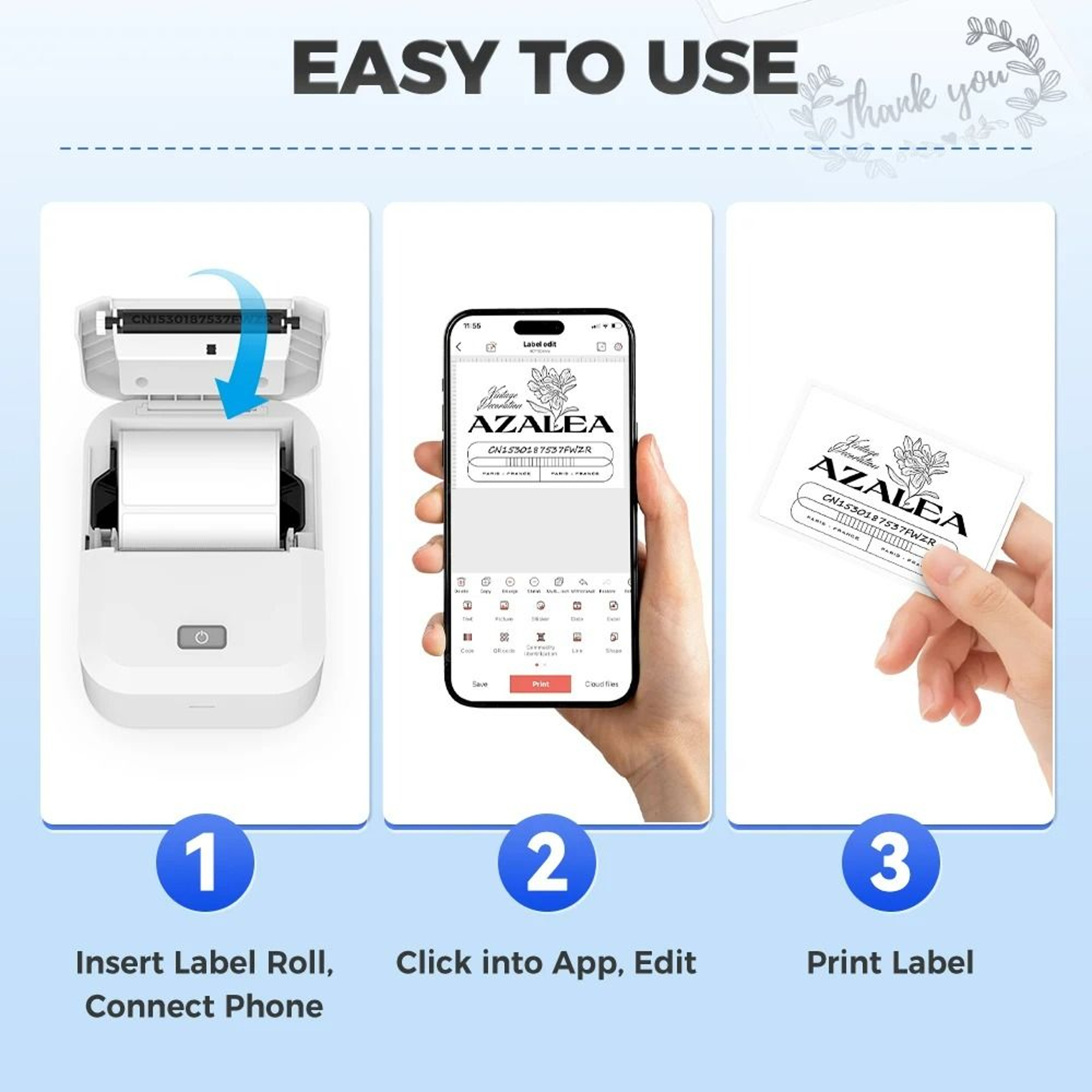 Elite Portable Mini Wireless Thermal Label Printer 5