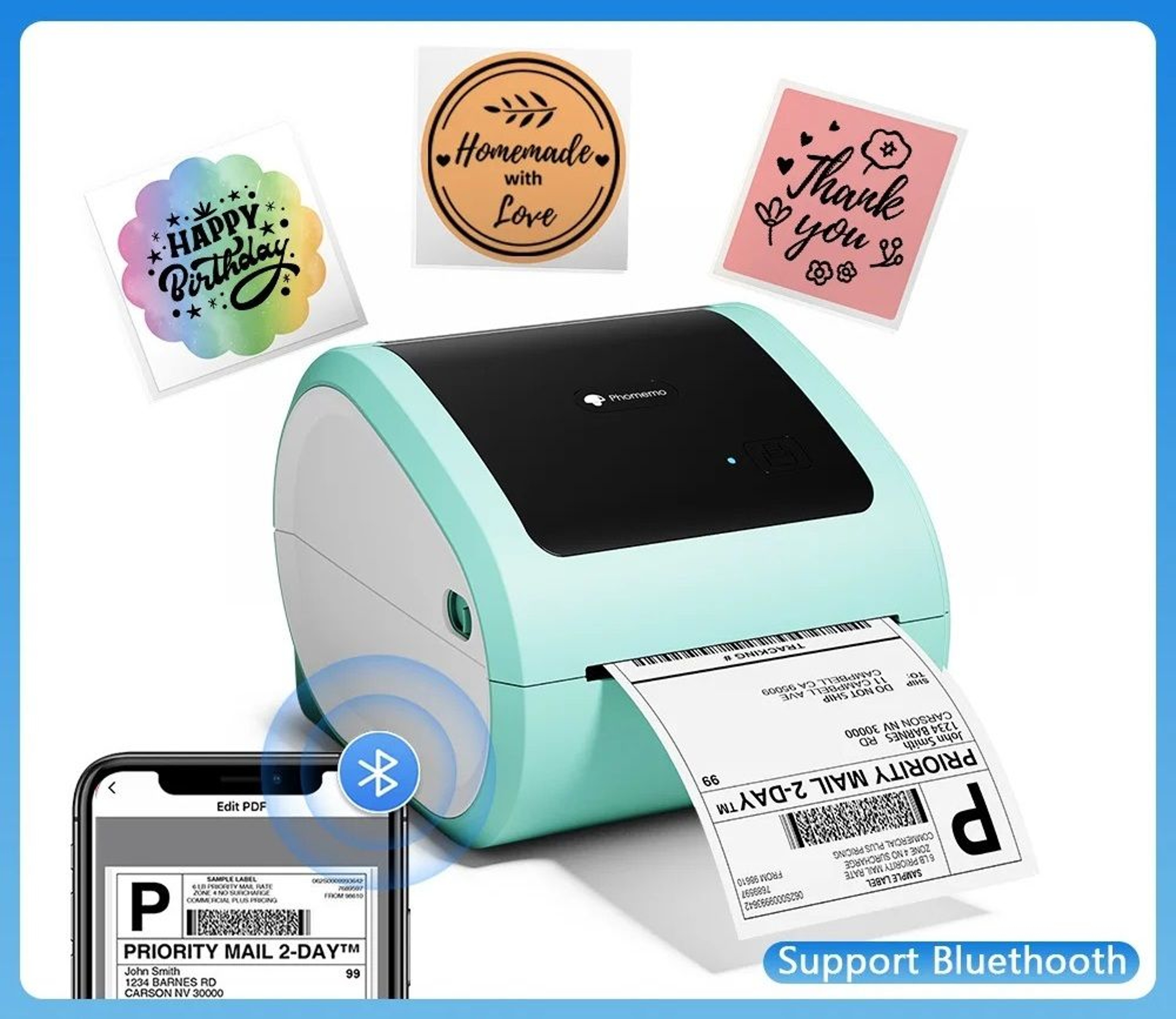 Desktop Wireless HighSpeed 4x6 Bluetooth Thermal Shipping Label Printer 0