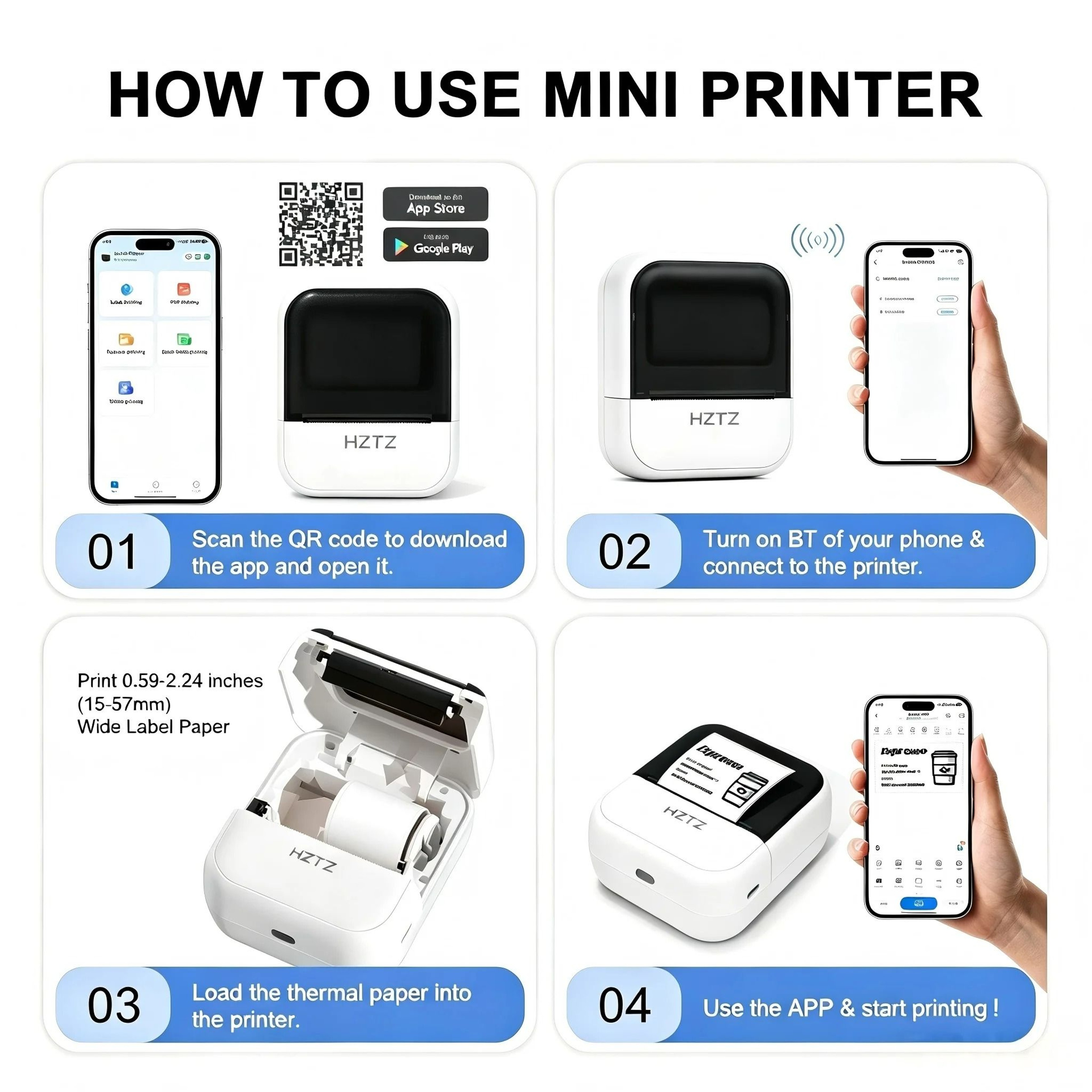 Wireless Mini Portable Thermal Tattoo  Label Printer 3