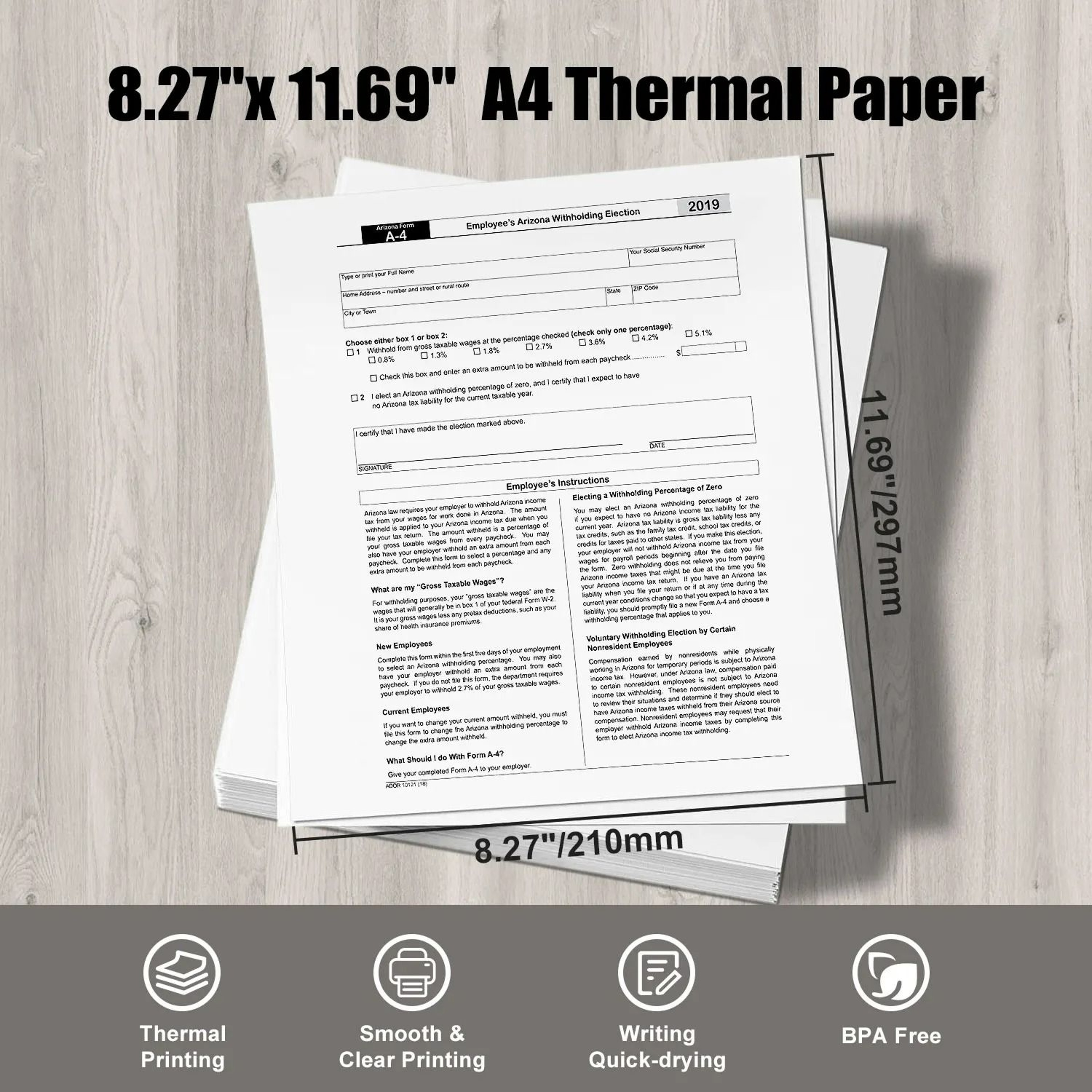 A4 Direct Thermal Printing Paper Sheets 200 Sheets 2
