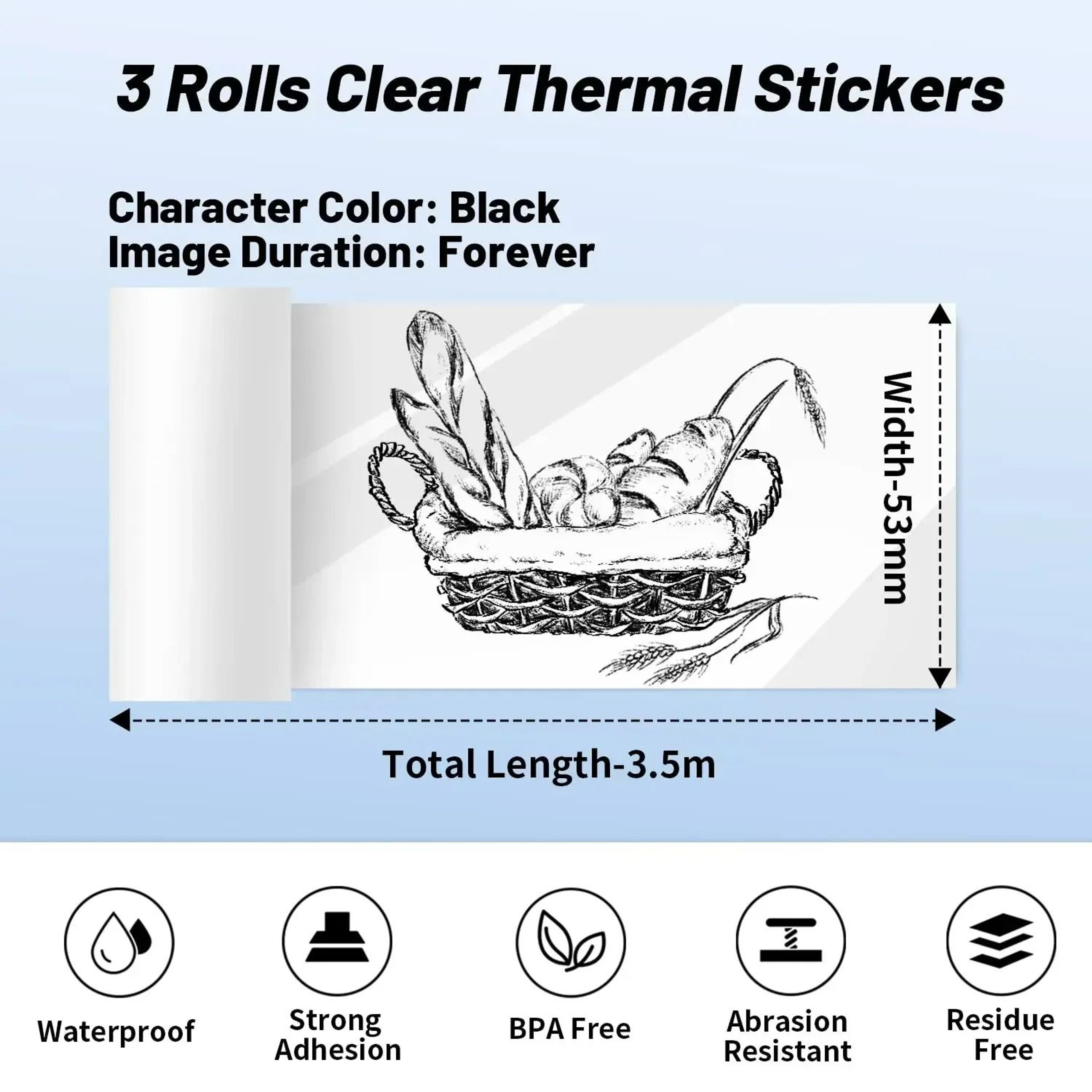 Transparent SelfAdhesive Thermal Paper Rolls 3 Rolls 1