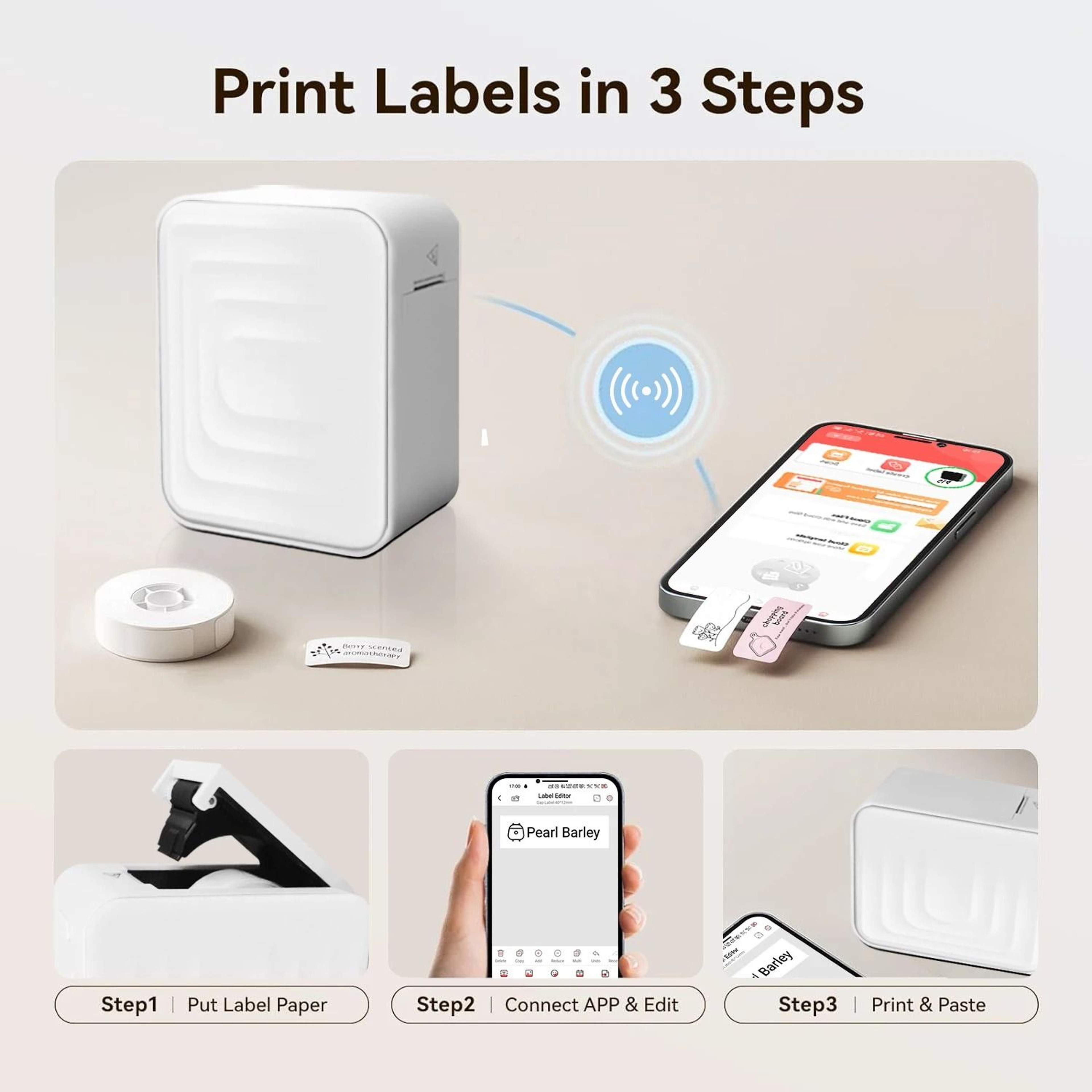 Elite Portable Mini Wireless Thermal Label Maker Set 3