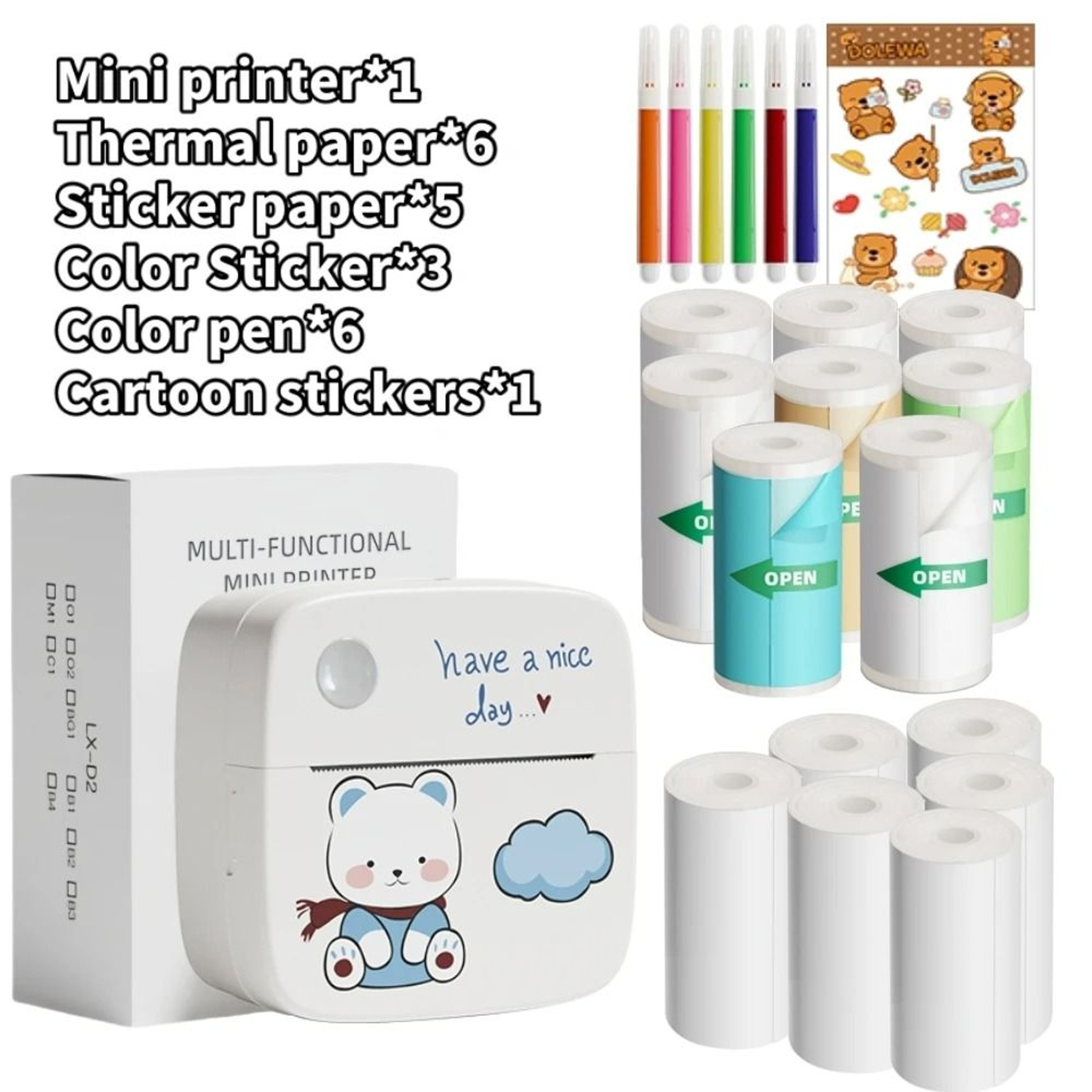 Portable Mini Wireless Pocket Thermal Printer Set 7
