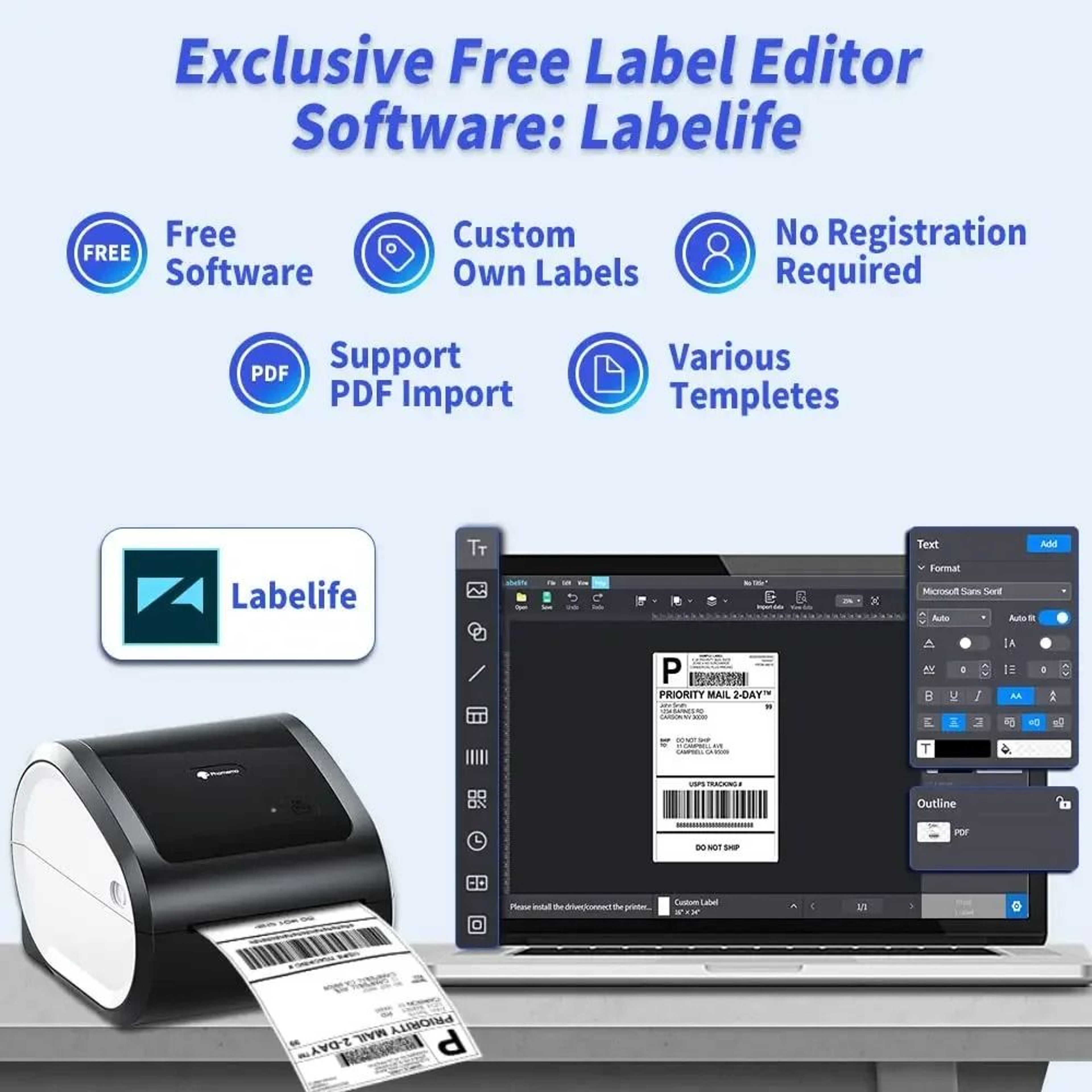 Wireless 4x6 Thermal Shipping Label Printer For Small Business 3