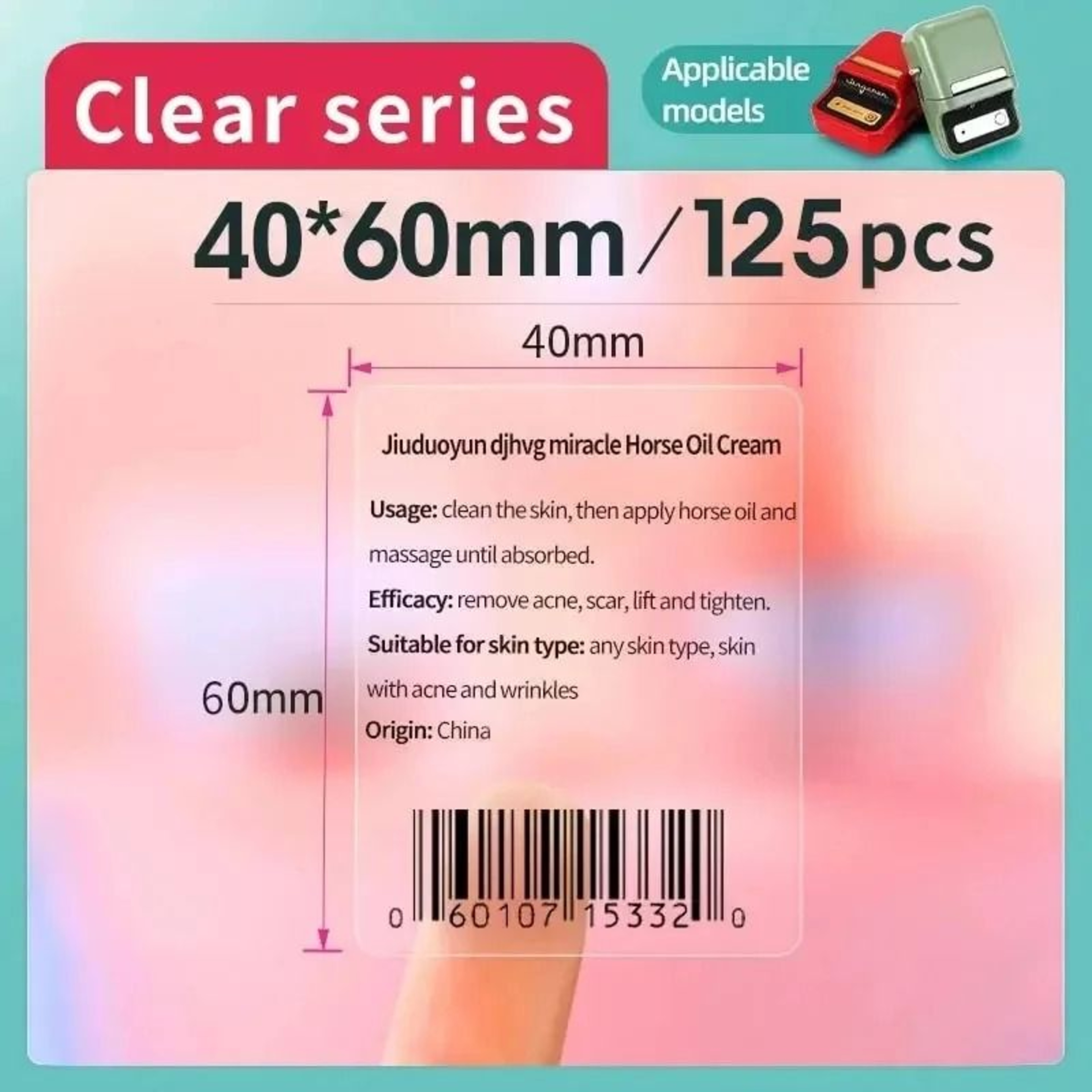 Transparent Waterproof Thermal Label Paper Roll Set For B1  B21 Printers 6