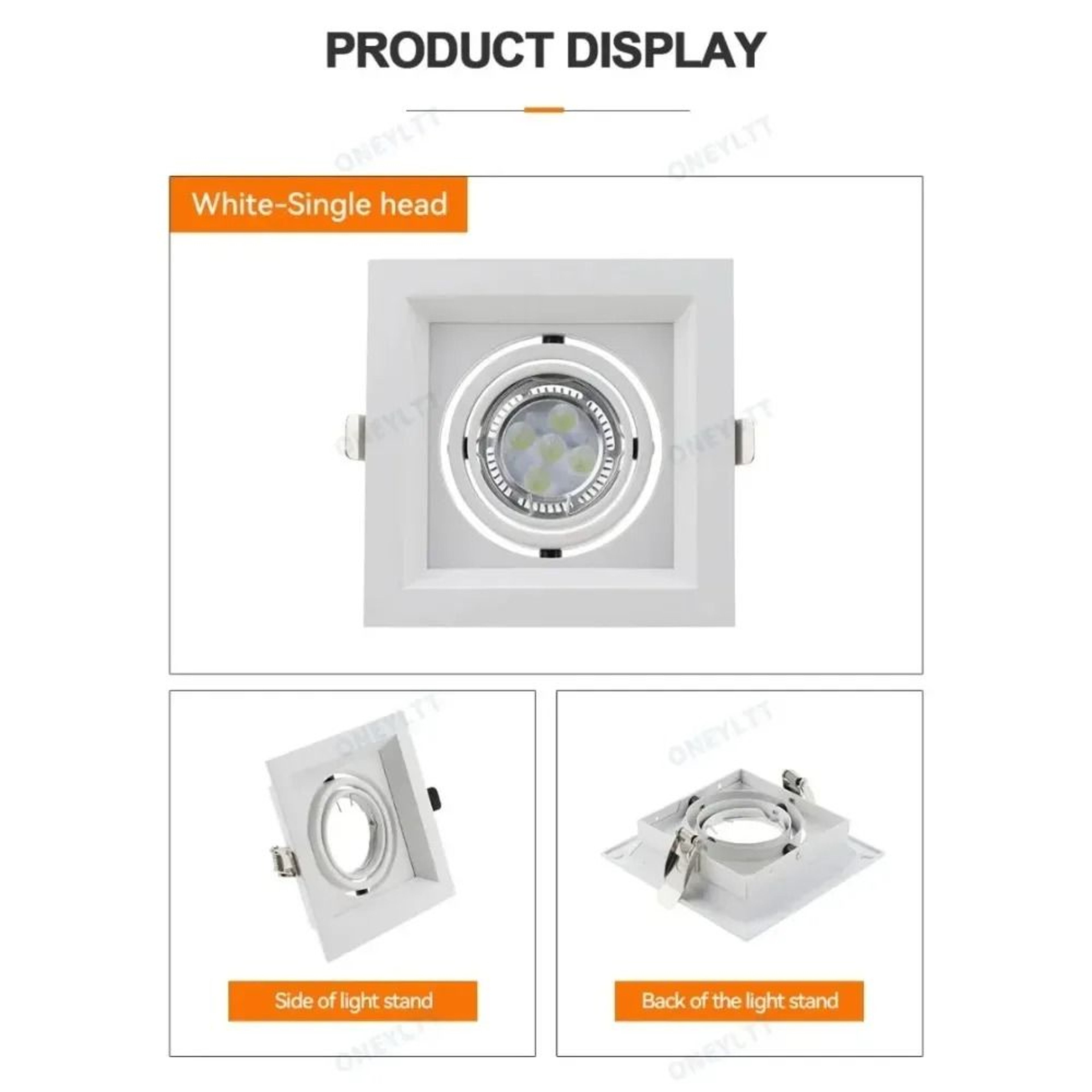 Square Recessed Adjustable Spotlight Holder Fixture 5