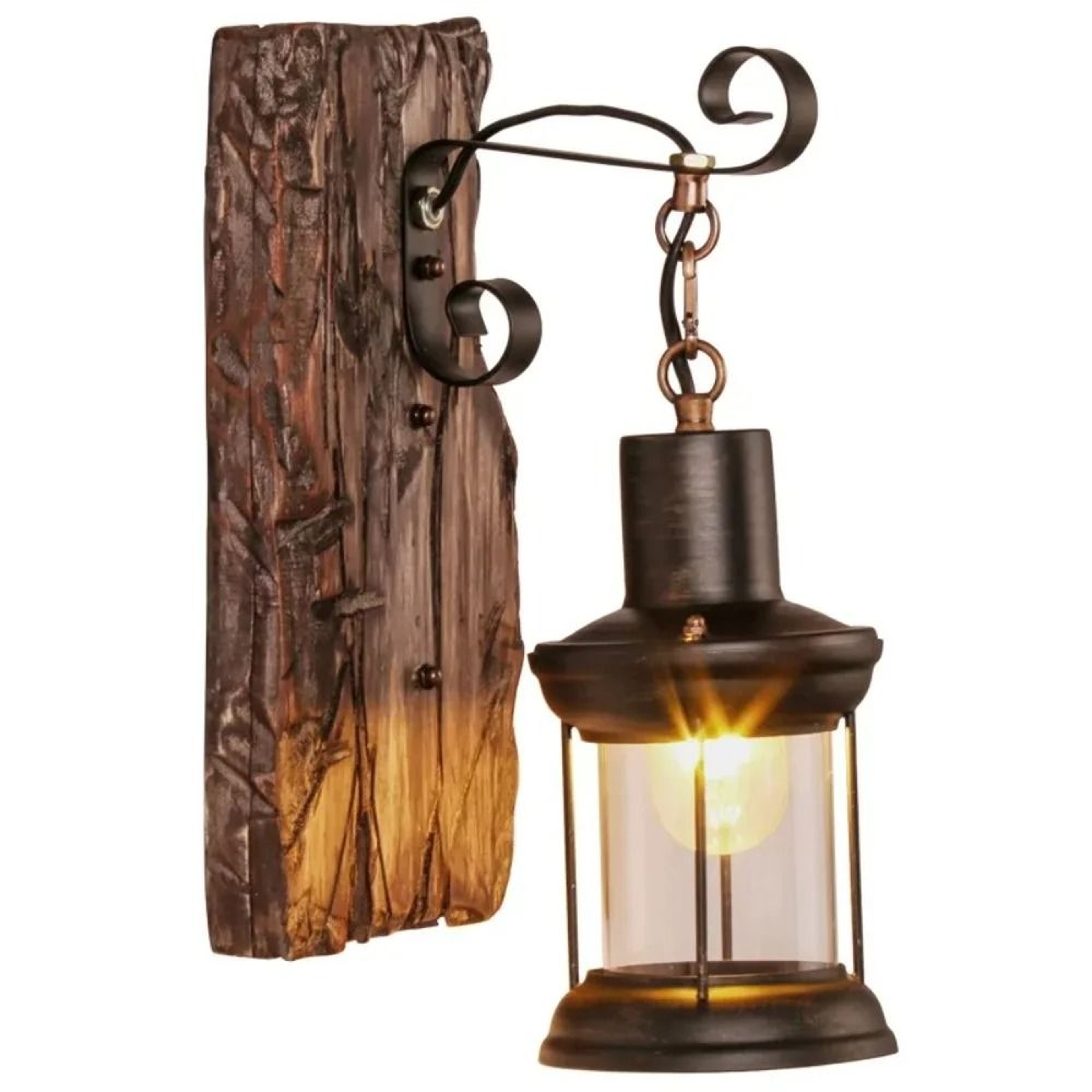 Outdoor Antique Wood  Glass Industrial Retro Wall Sconce 5