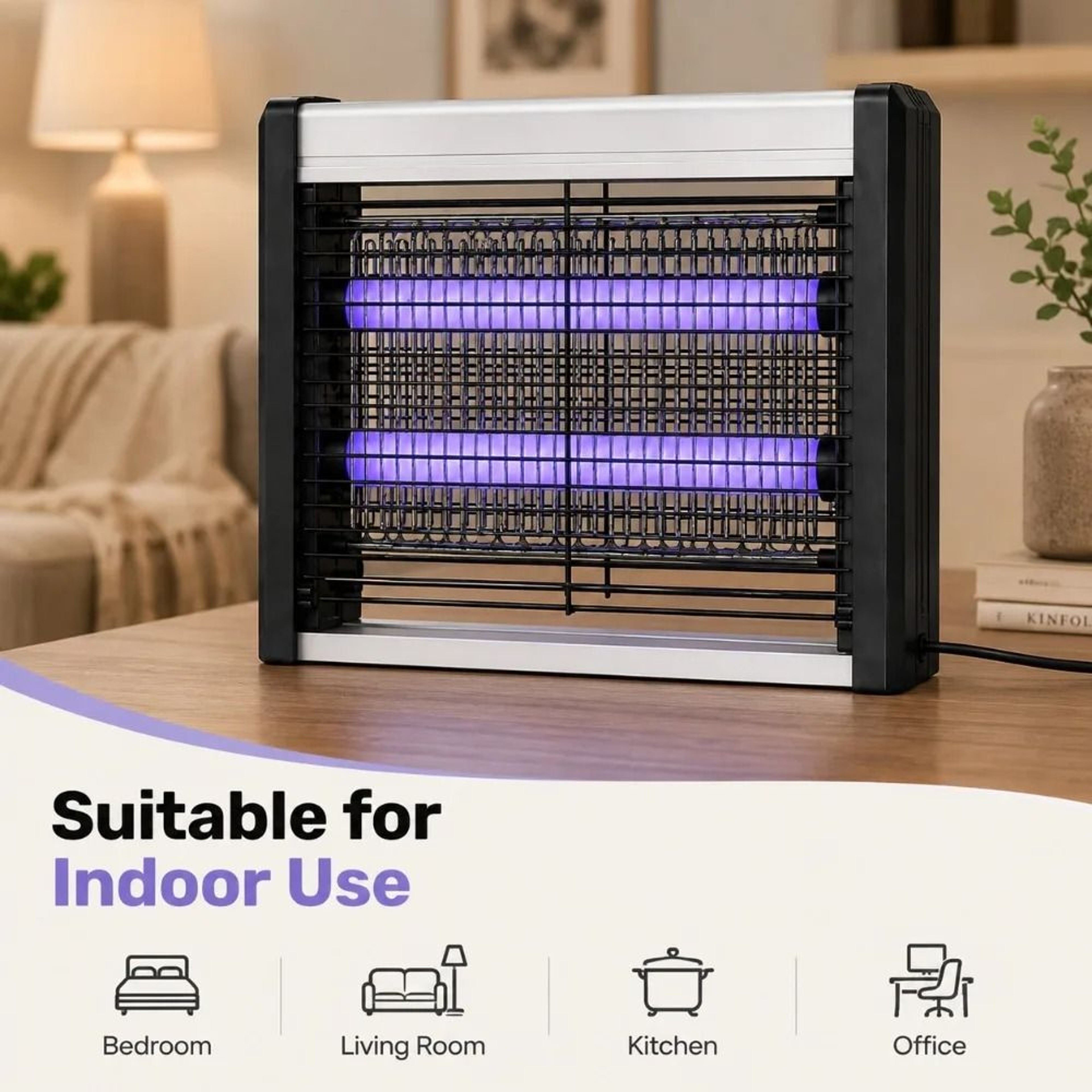 Commercial 2 LED Tube Electric Mosquito Zapper With Tray 5