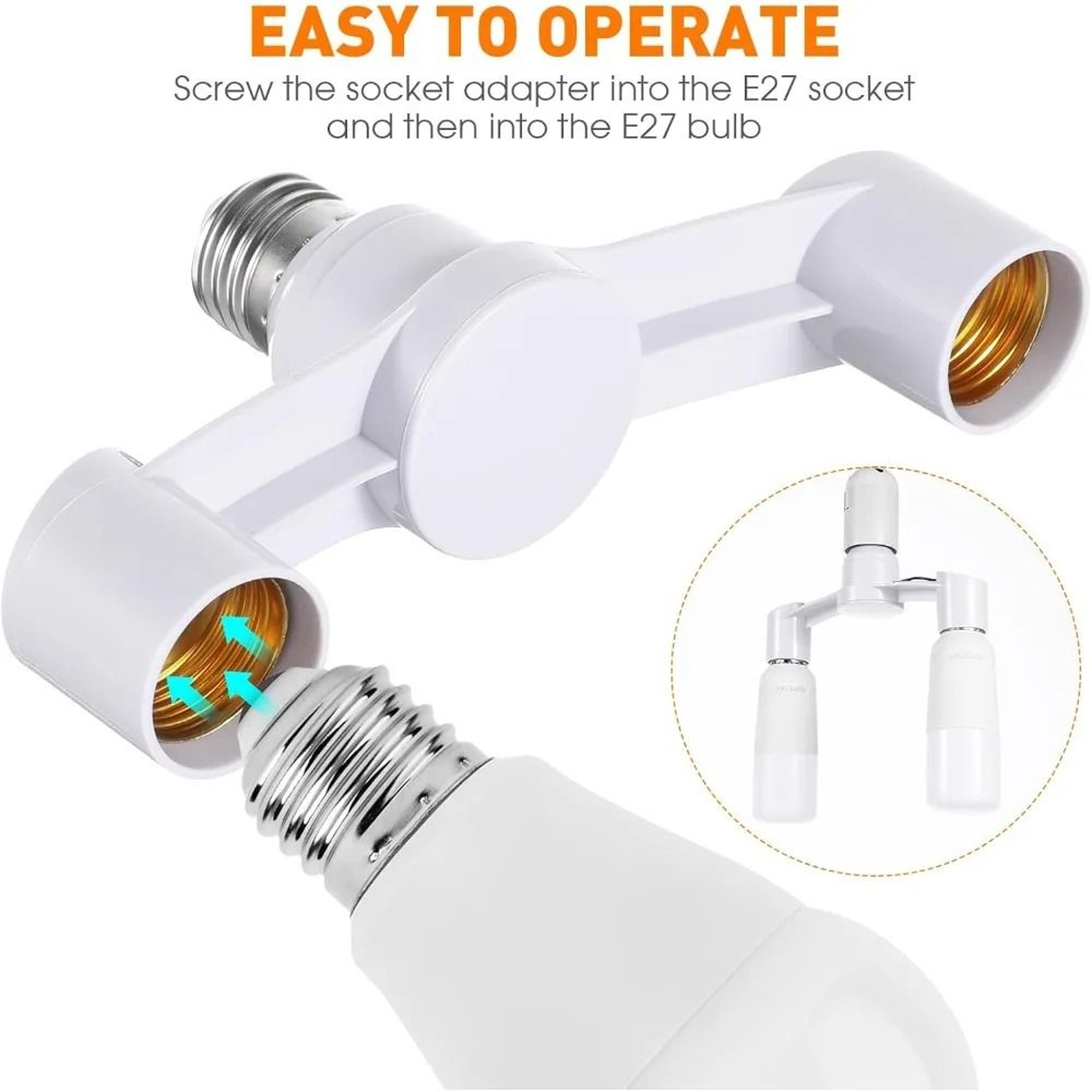 2in1 Dual E27 Light Socket Splitter  Adapter 1