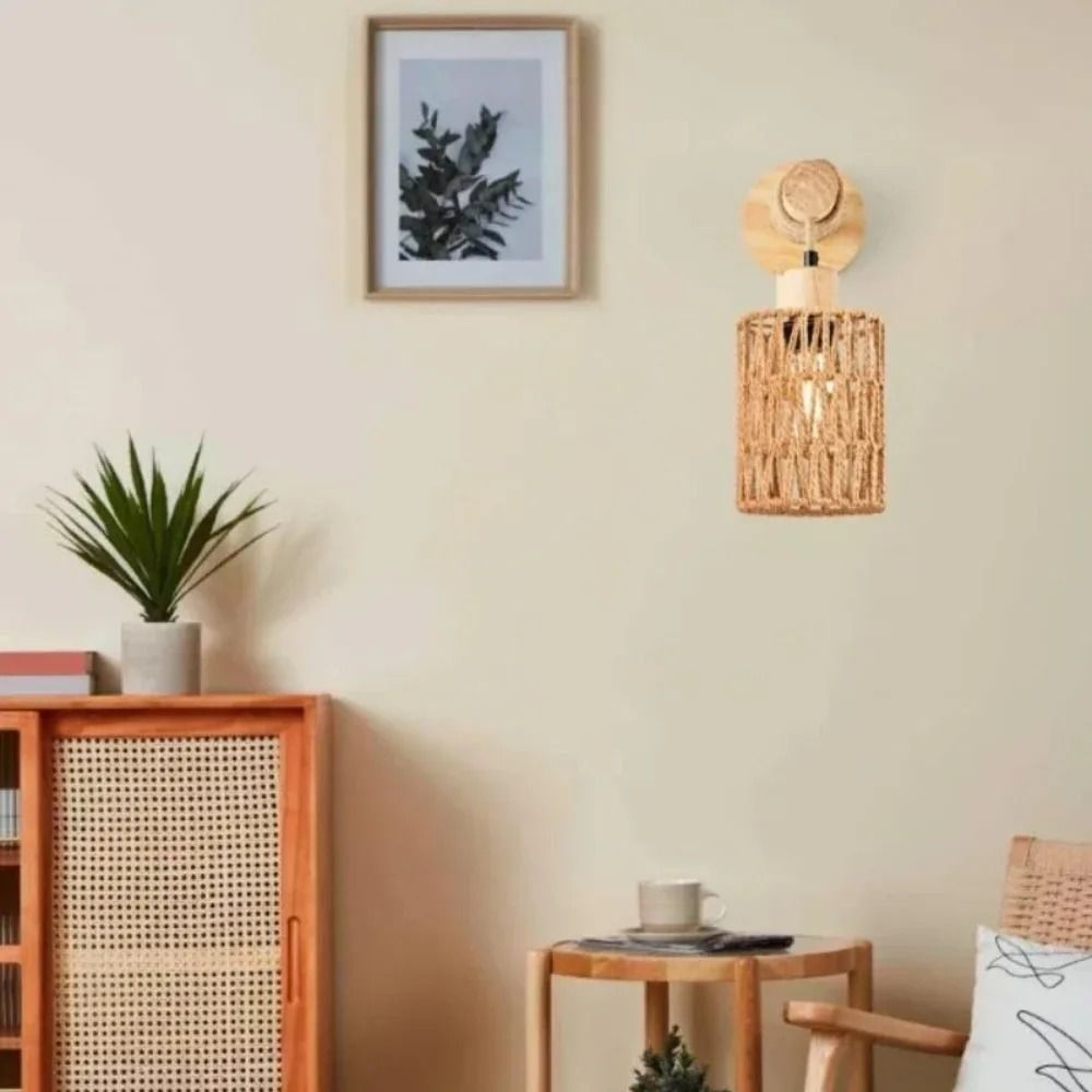 Chinese Style HandWoven Paper Rope LED Wall Lamp 1