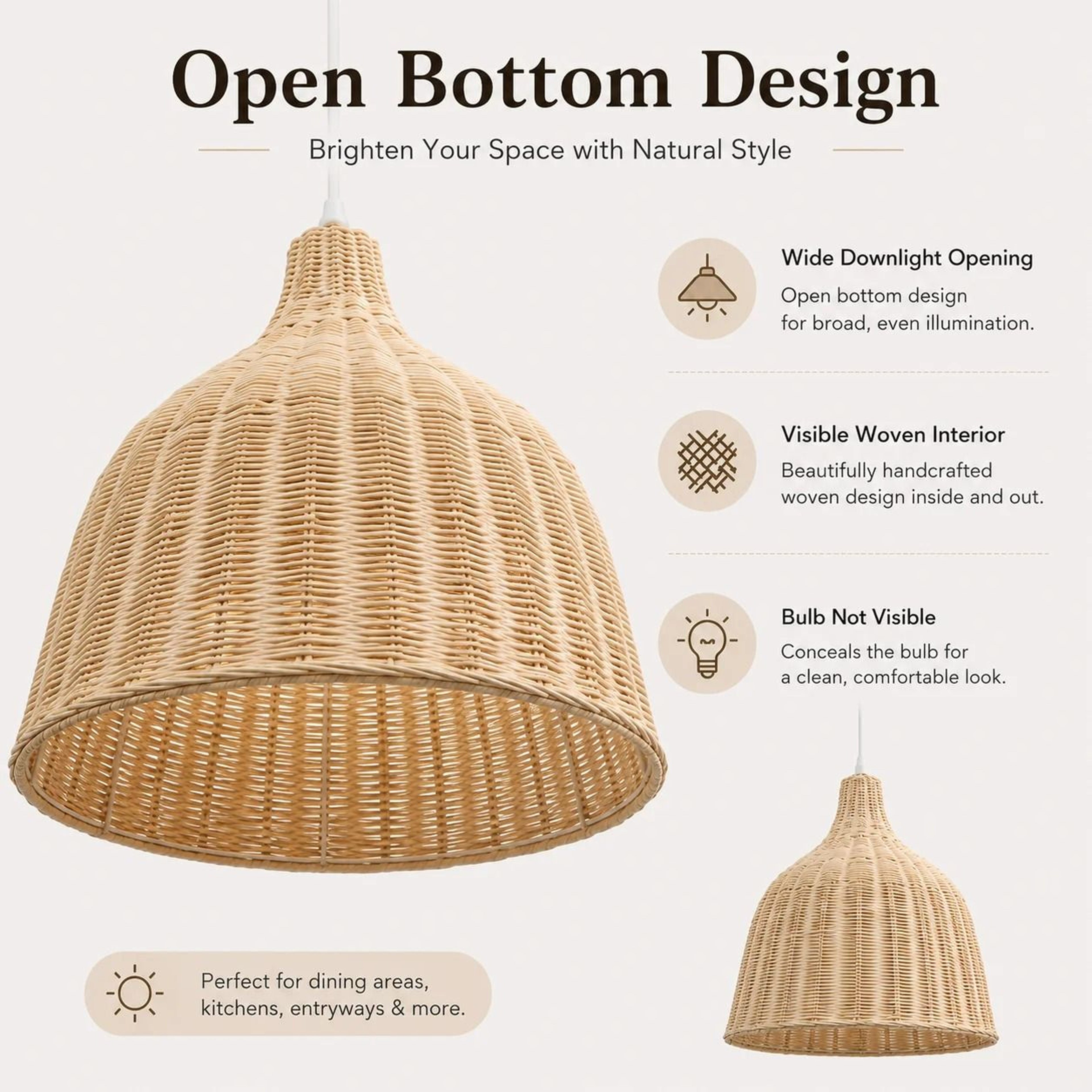 Boho HandWoven Wicker Pendant Light 4