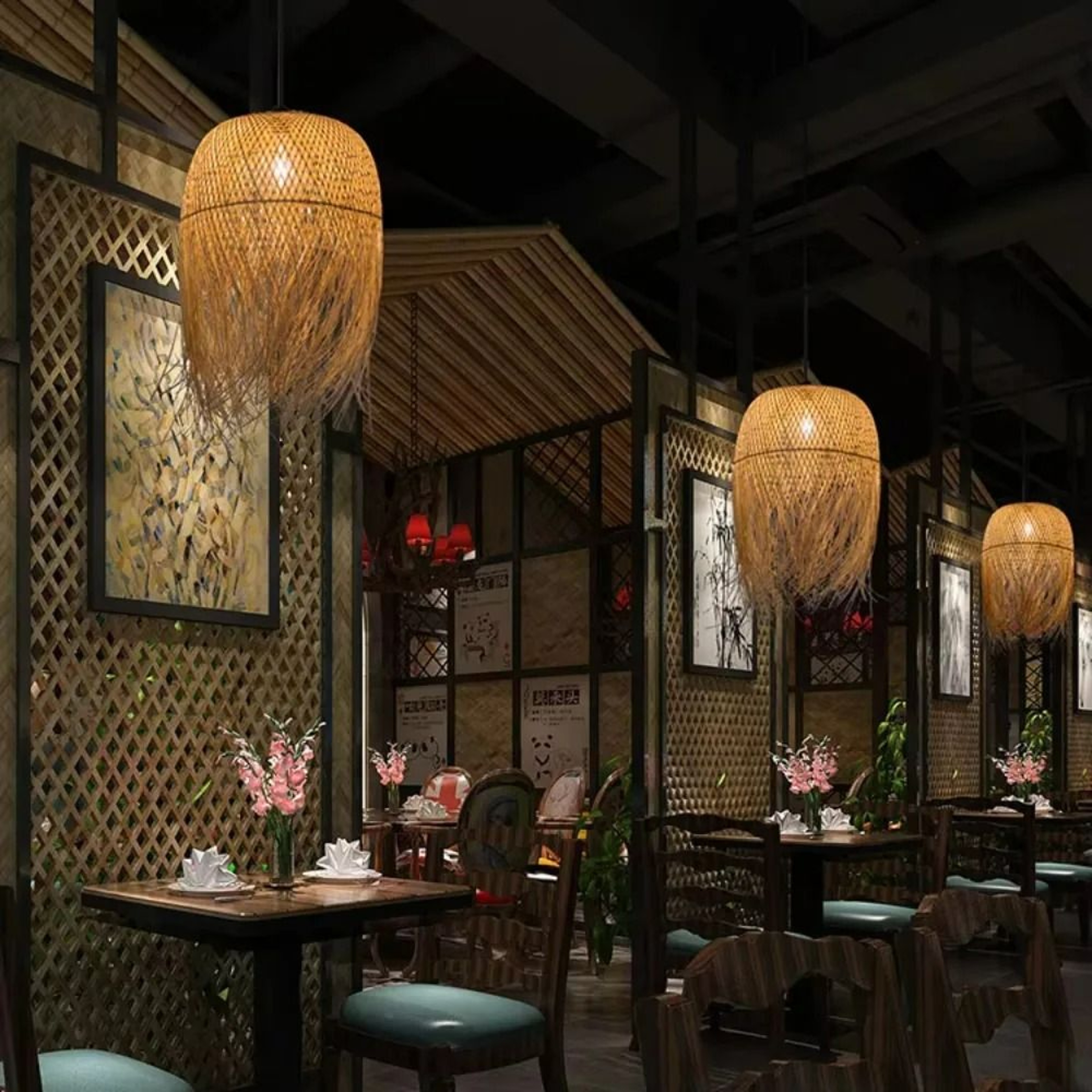 Vietnamese Handmade Bamboo Pendant Light 0