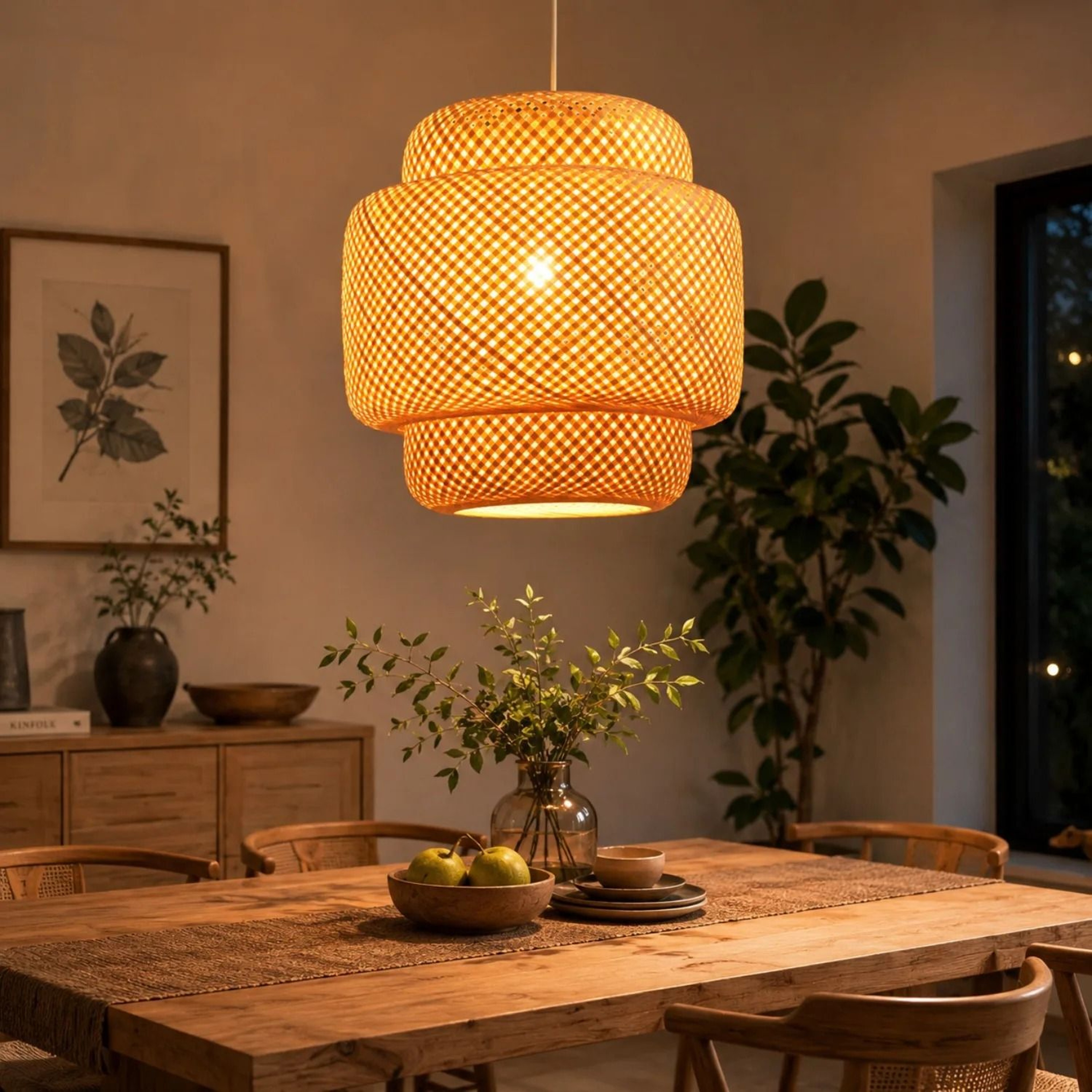 Retro Simple Creative Bamboo Wicker Pendant Light 2