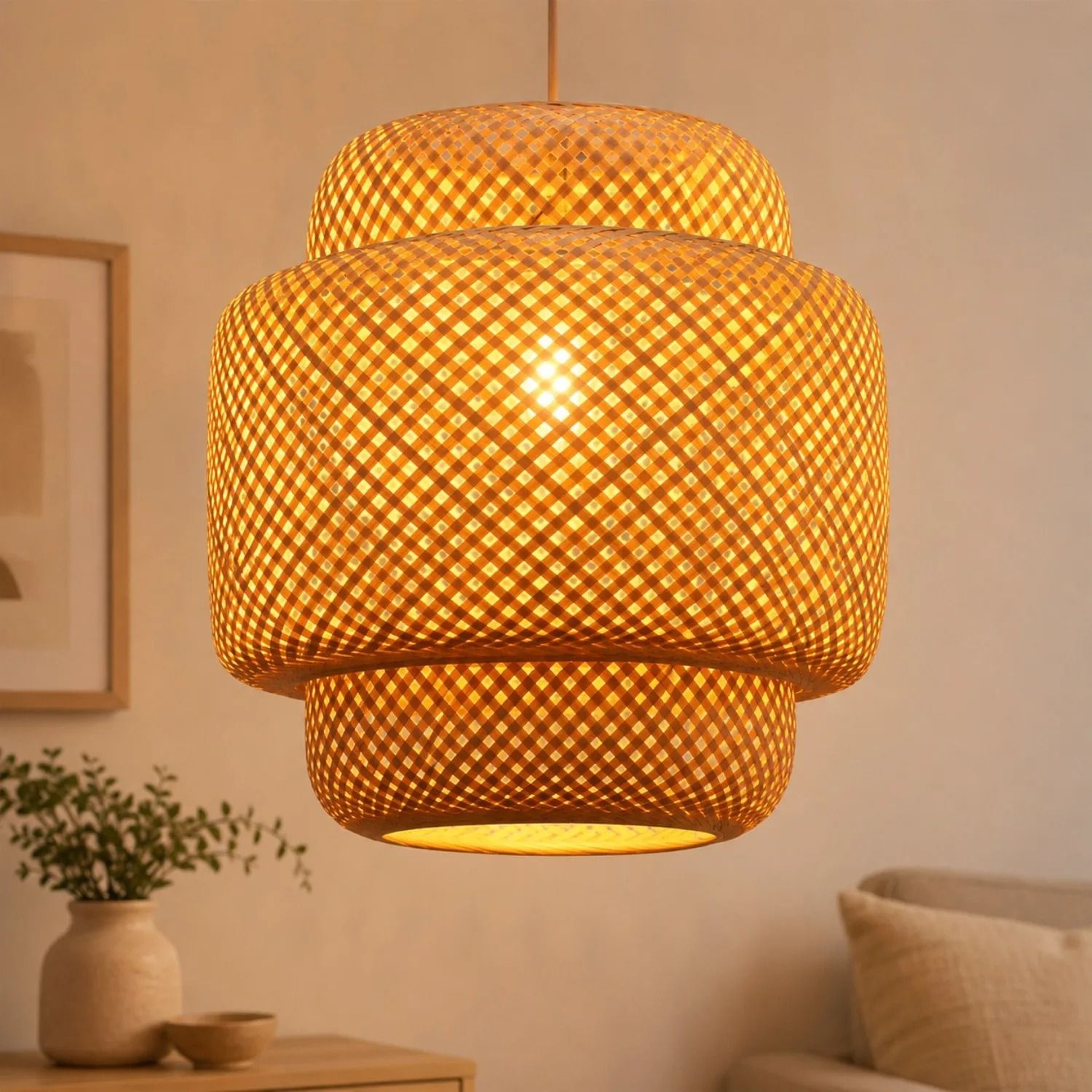 Retro Simple Creative Bamboo Wicker Pendant Light 3