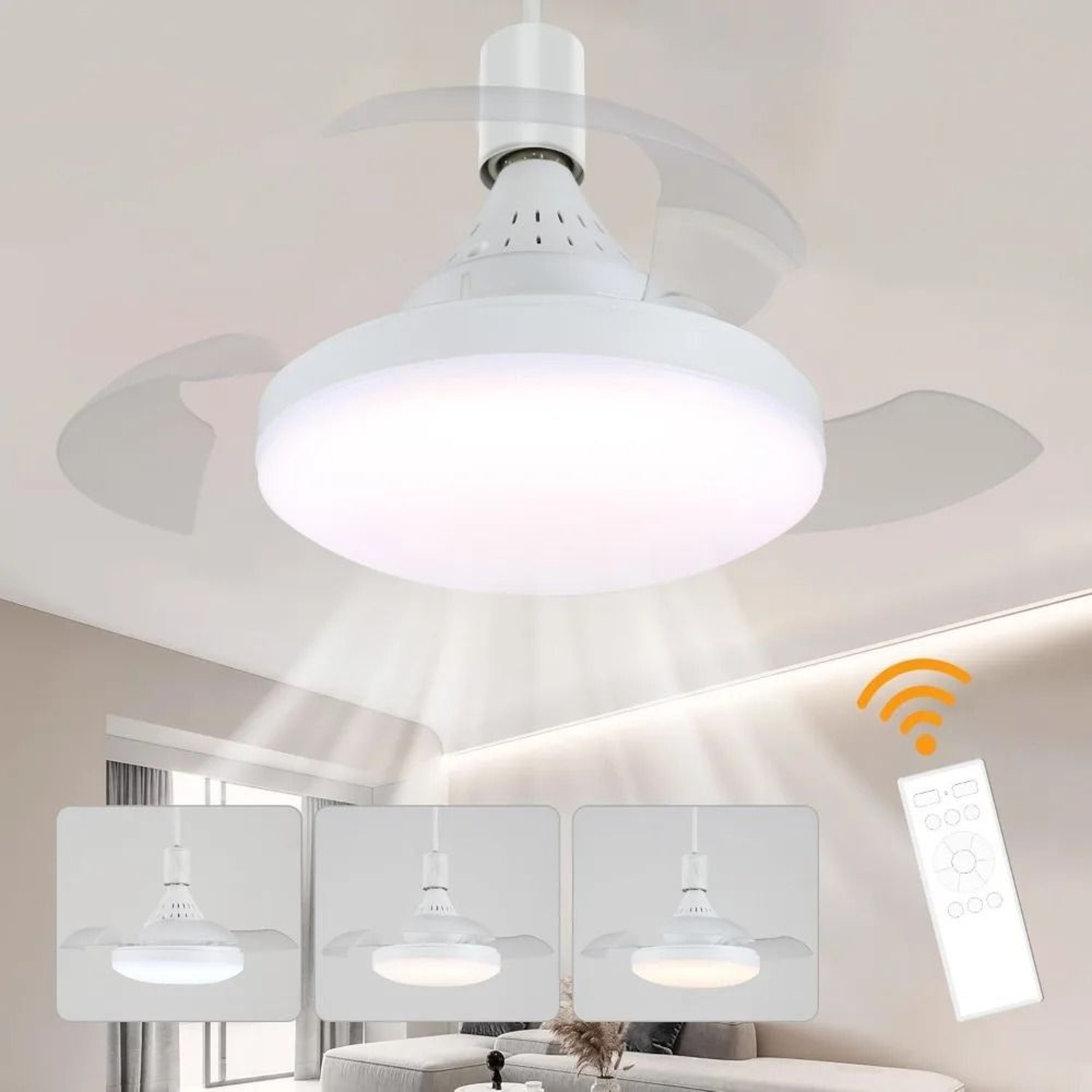 Modern Retractable Hidden Blade Ceiling Fan With Integrated Light 3