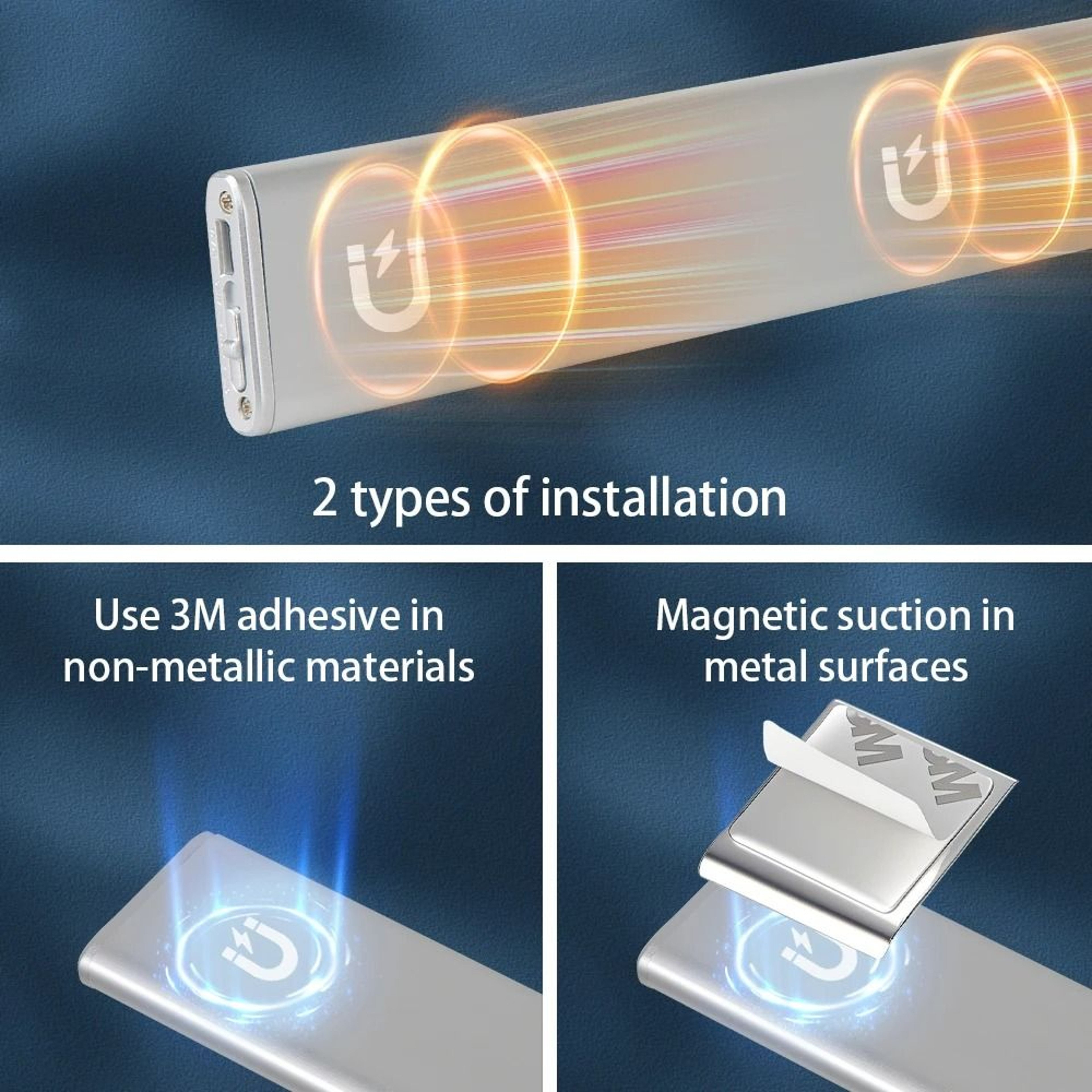 Wireless Dimmable LED Motion Sensor Cabinet Light TypeC Rechargeable Night Lamp 4
