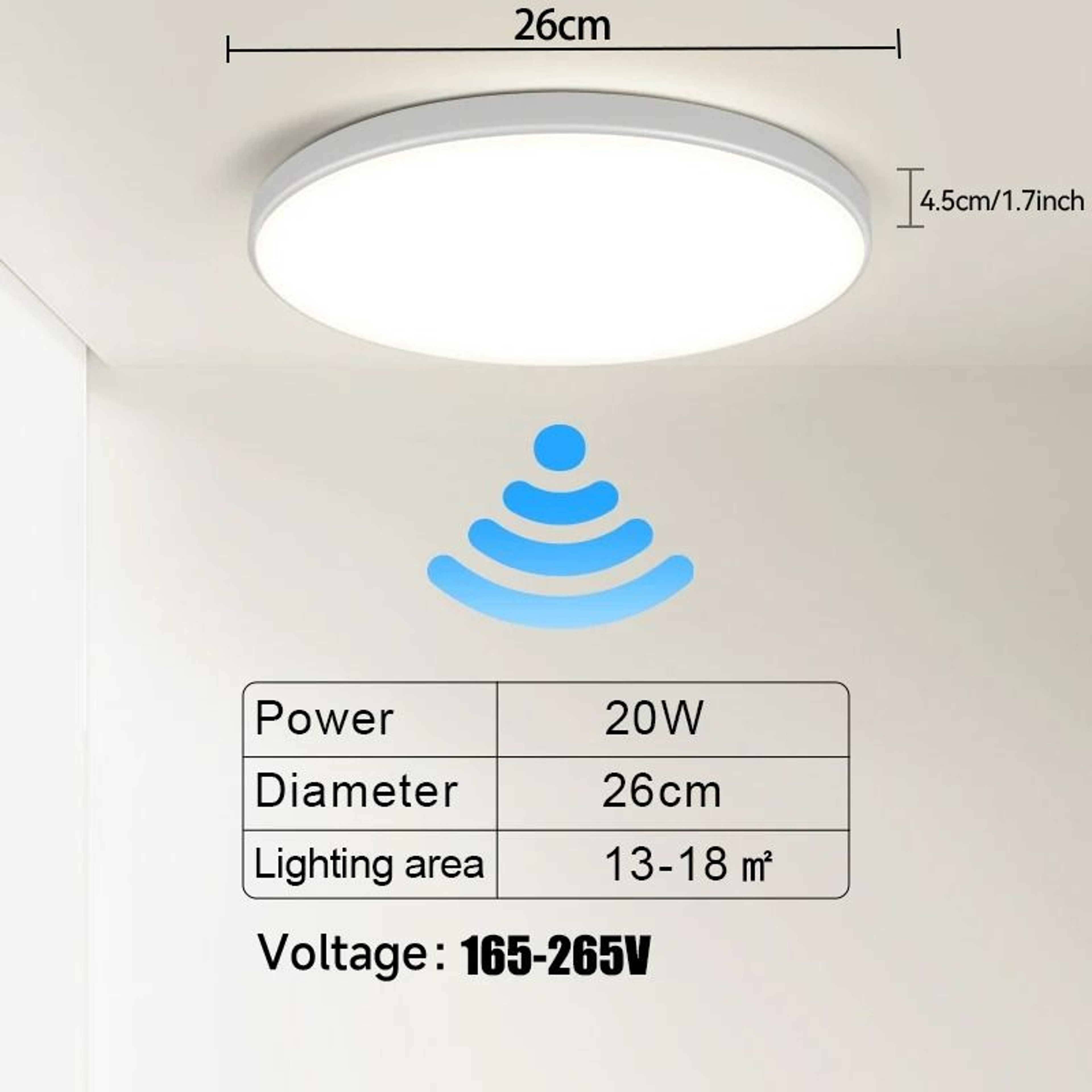 LED Radar Motion Sensor Ceiling Light Intelligent Sensing Panel Lamp For Hallway Aisle  Stairs 6
