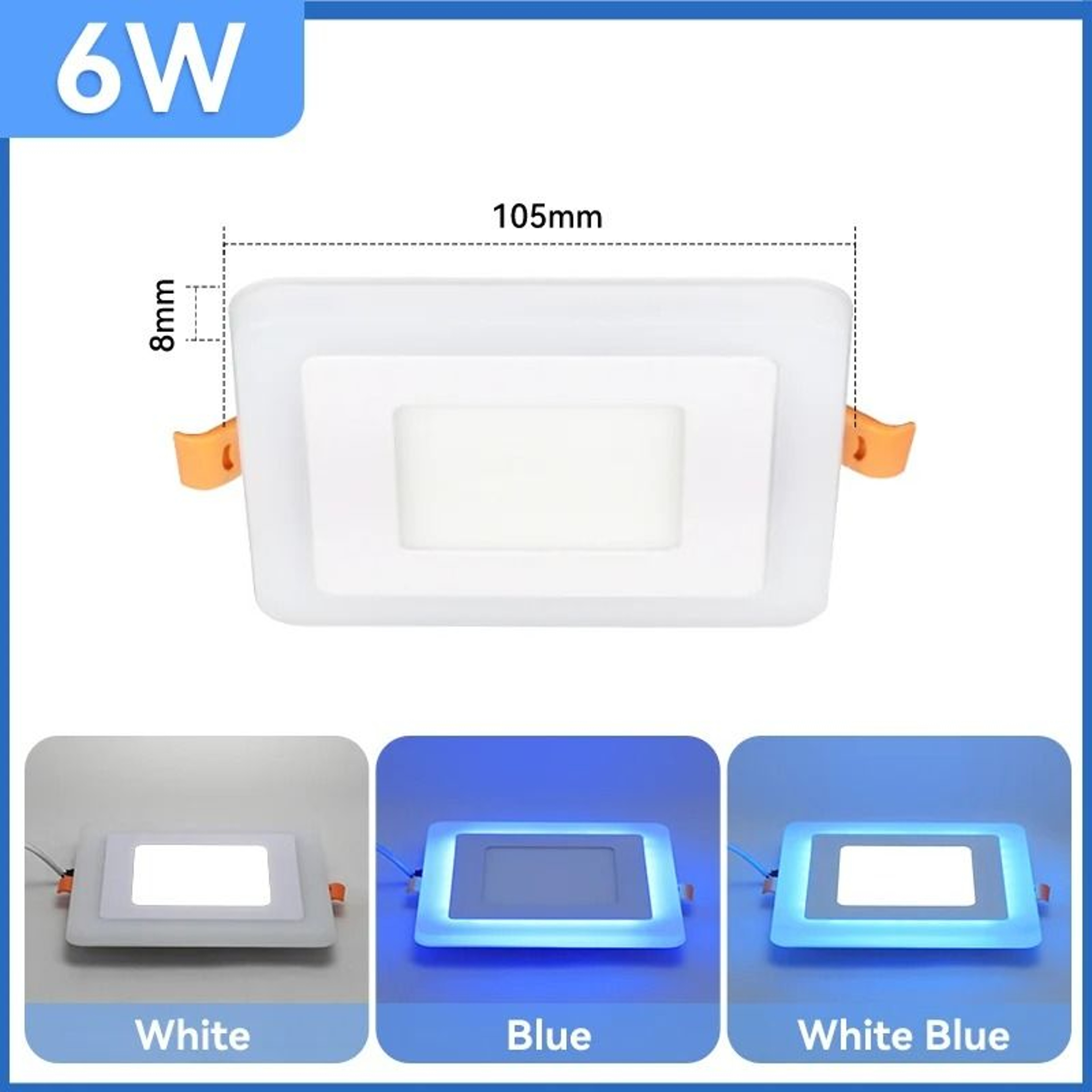 Modern DualColor LED Ceiling Downlight Blue  White Panel Spotlight For Home Decor Living Room  Bath 8