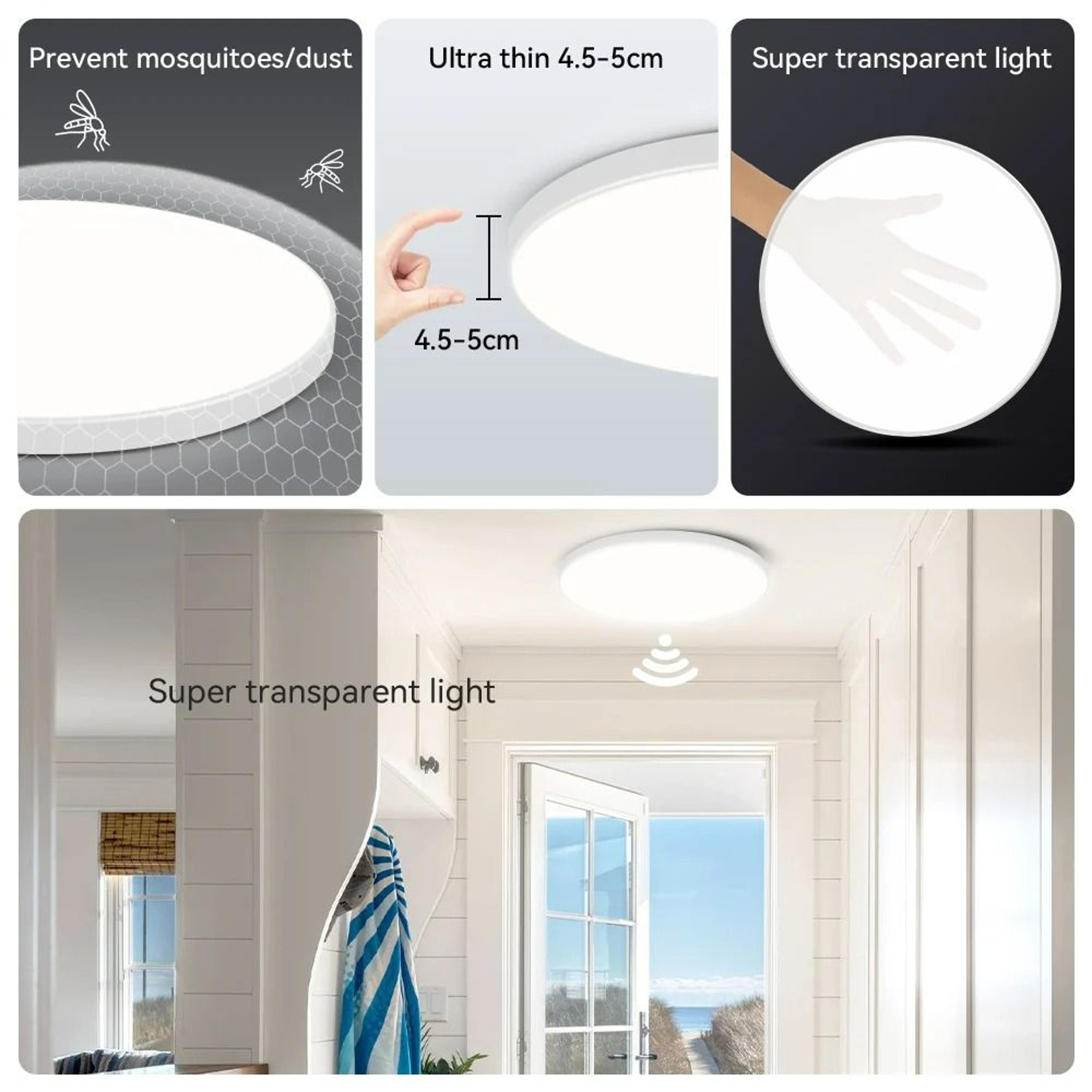 LED Radar Motion Sensor Ceiling Light 165265V Cold White Intelligent Panel Lamp For Hallway Aisle S 4