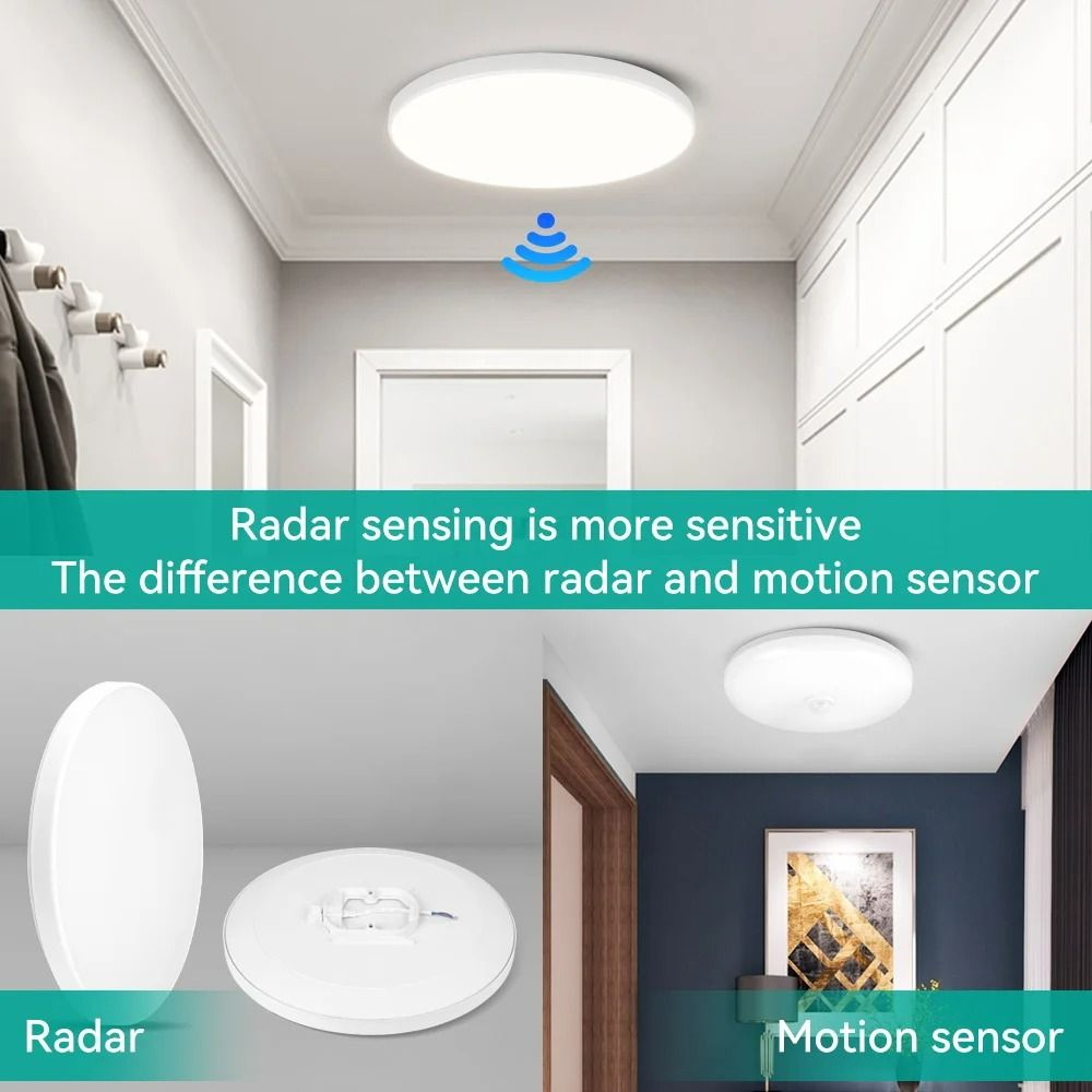 LED Radar Motion Sensor Ceiling Light 165265V Cold White Intelligent Panel Lamp For Hallway Aisle S 3
