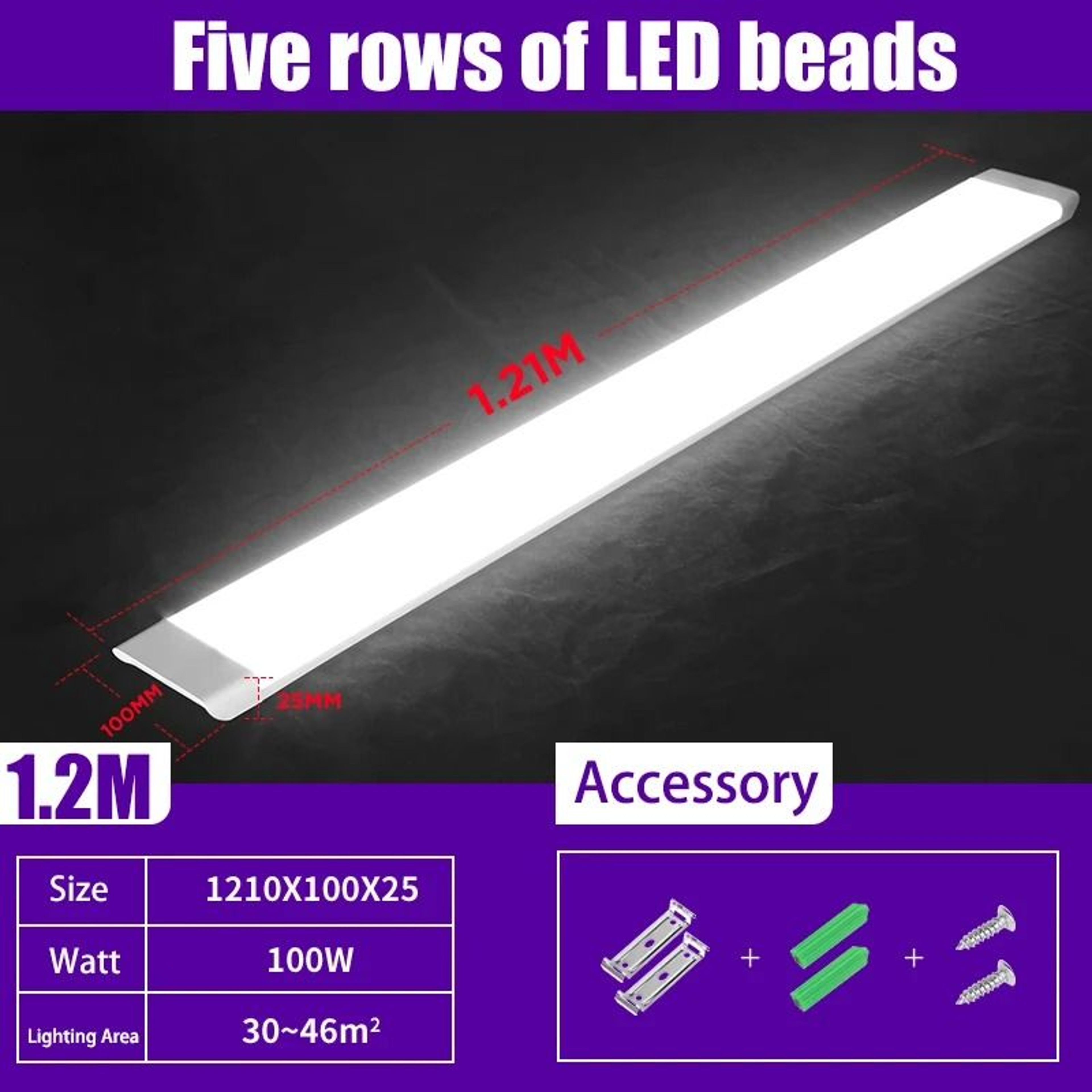 UltraBright Commercial LED Tube Light Fixture 3Pack 7