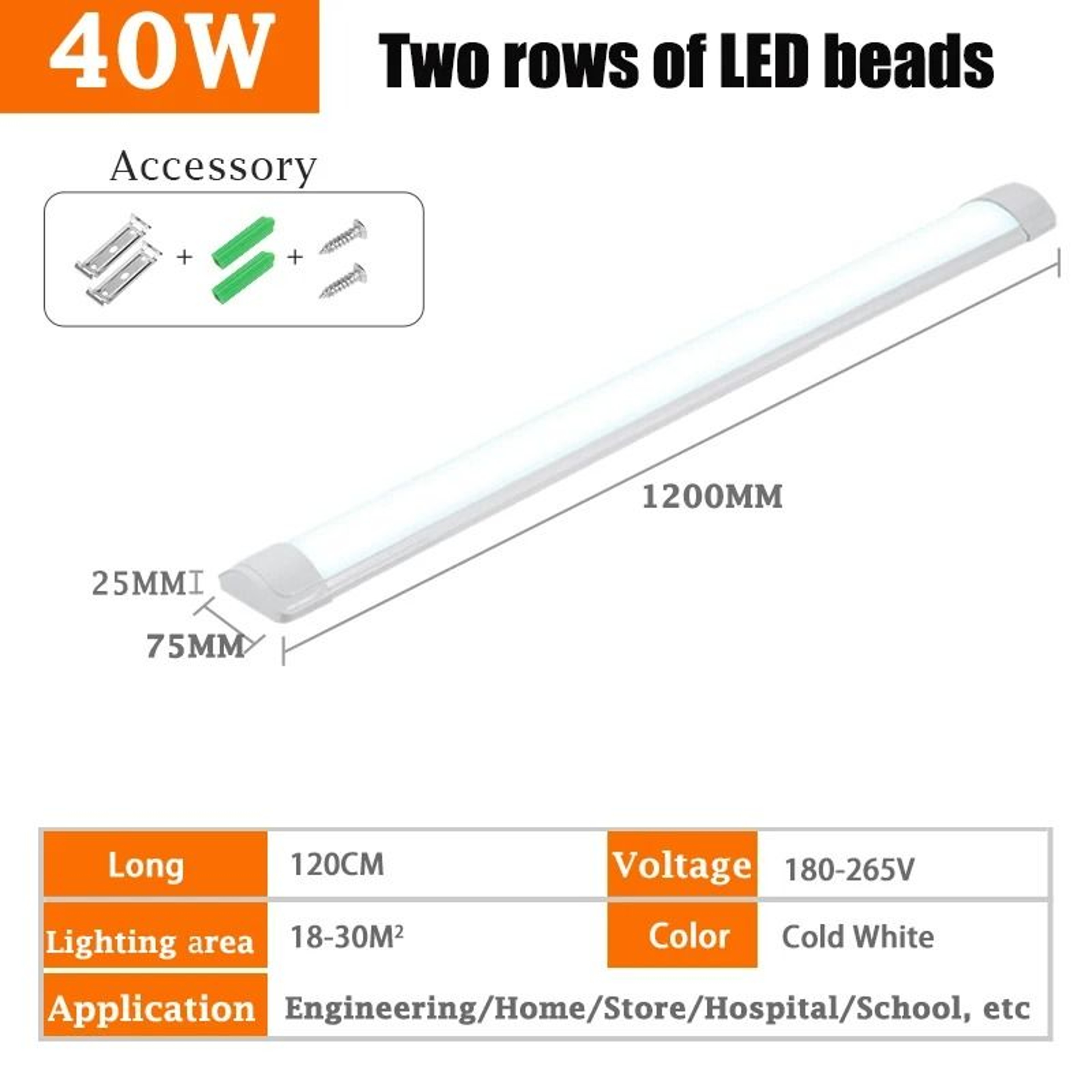 UltraBright Commercial LED Tube Light Fixture 3Pack 10