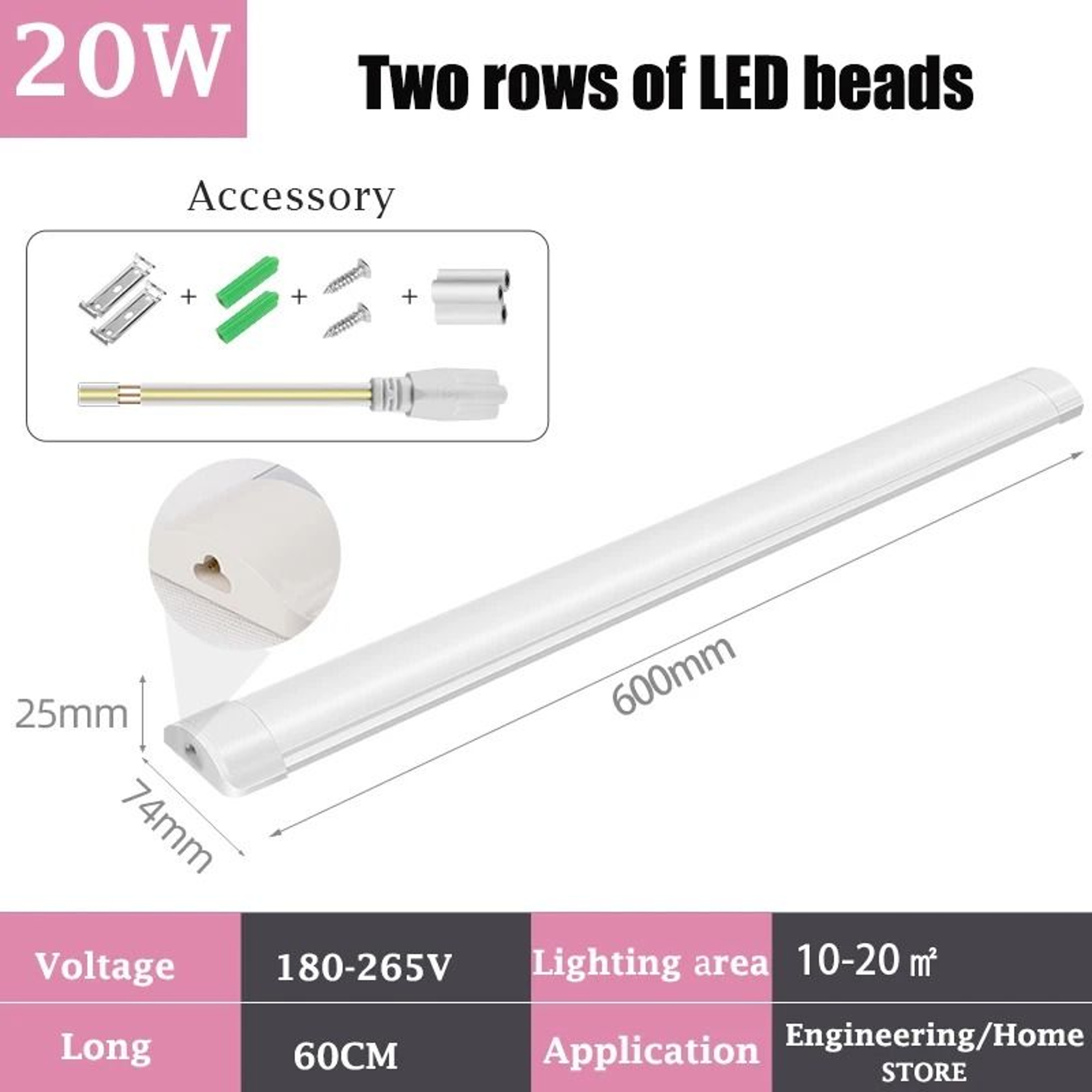 UltraBright Commercial LED Tube Light Fixture 3Pack 12