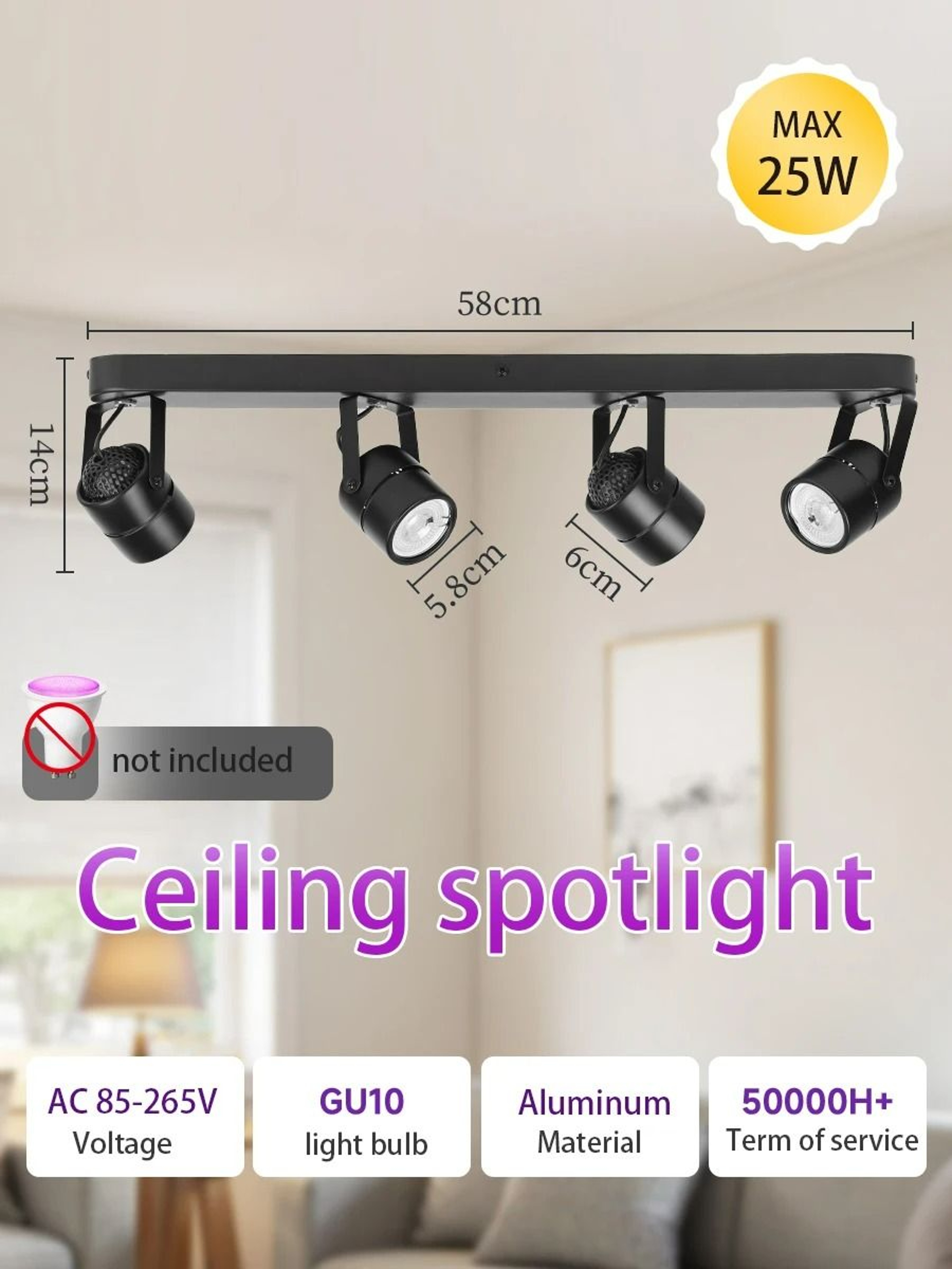 Modern Adjustable Linear Ceiling Spotlight Track Fixture Fixture Only 10