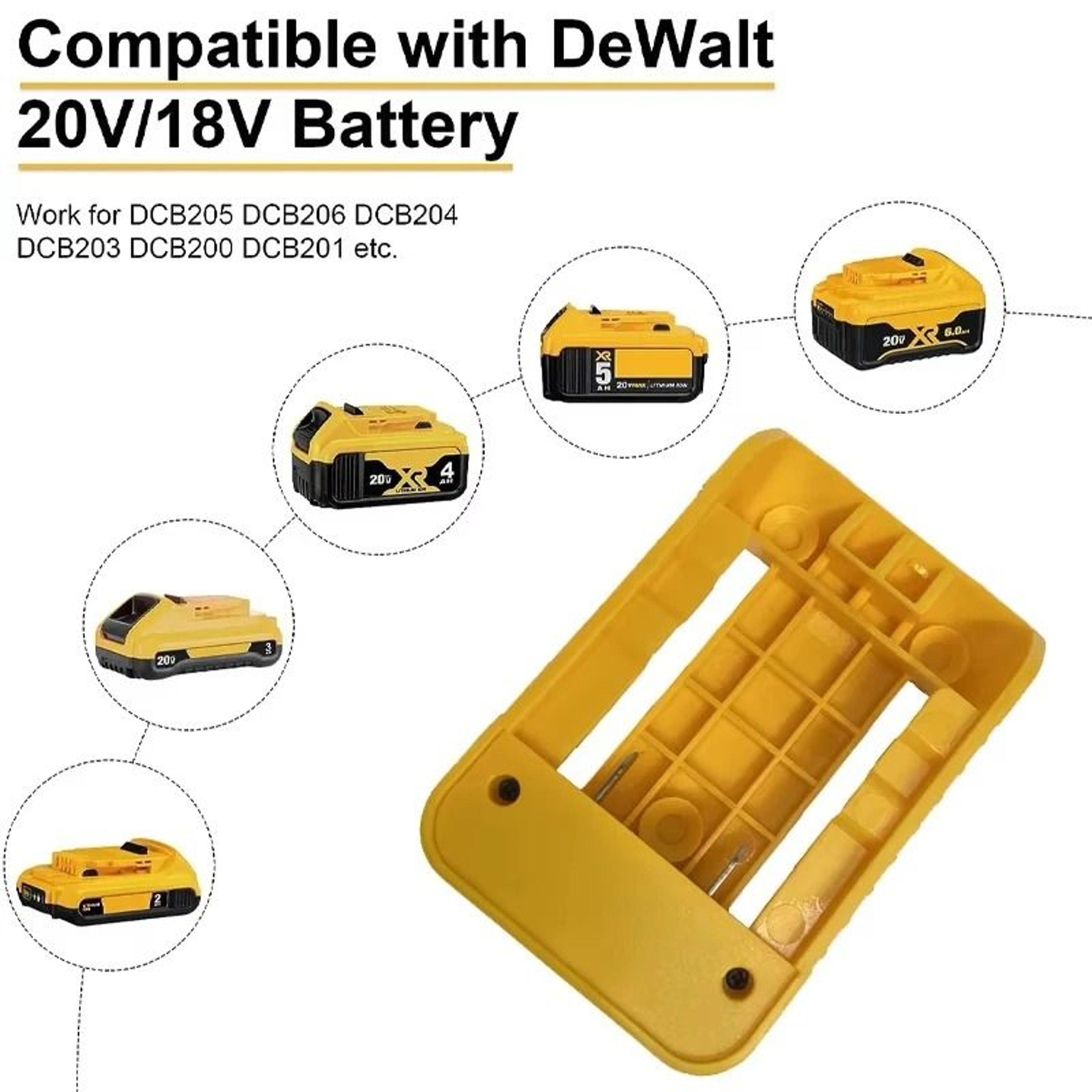 Portable USB  TypeC Fast Charger Adapter For DeWalt 18V20V Lithium Batteries 3