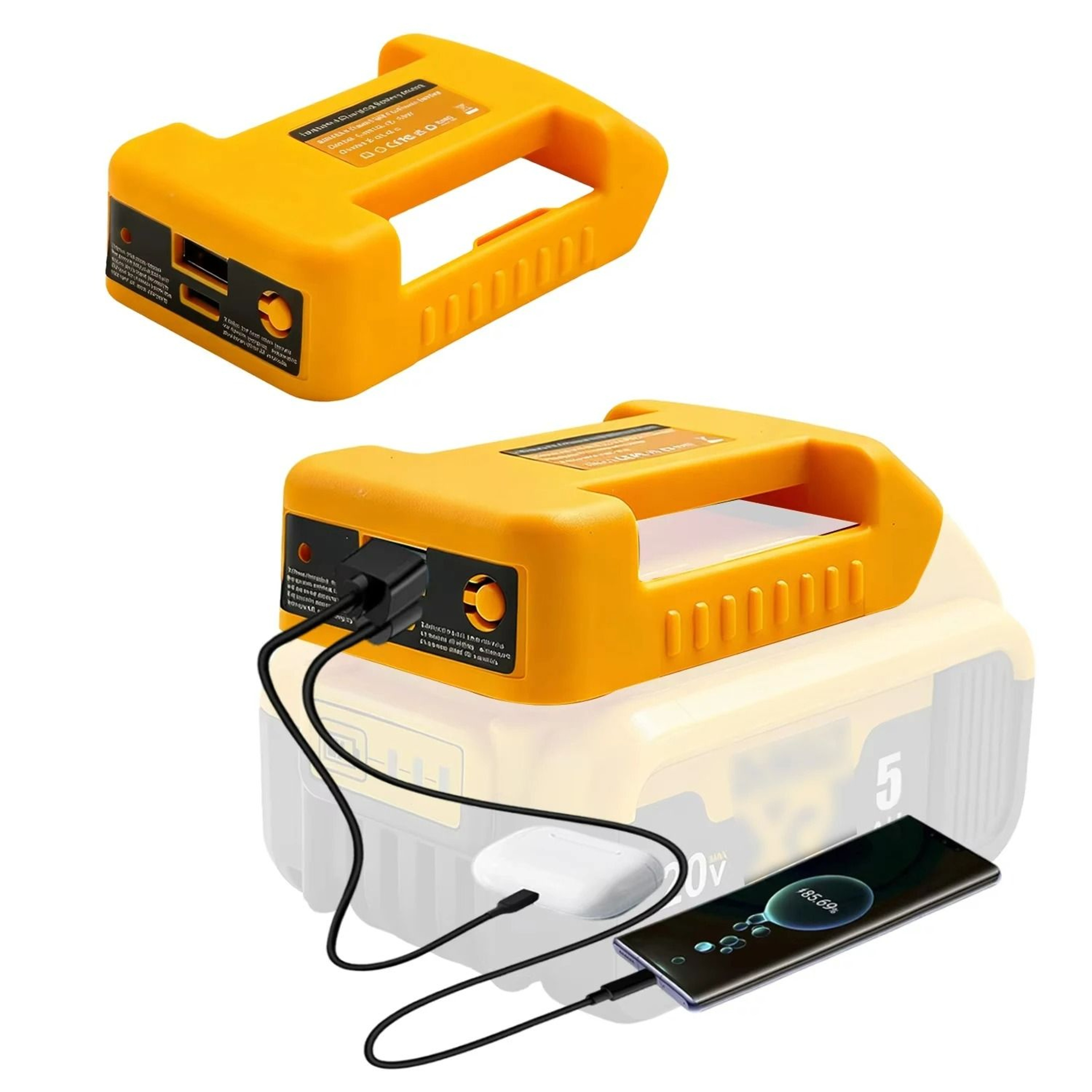 Portable USB  TypeC Fast Charger Adapter For DeWalt 18V20V Lithium Batteries 0