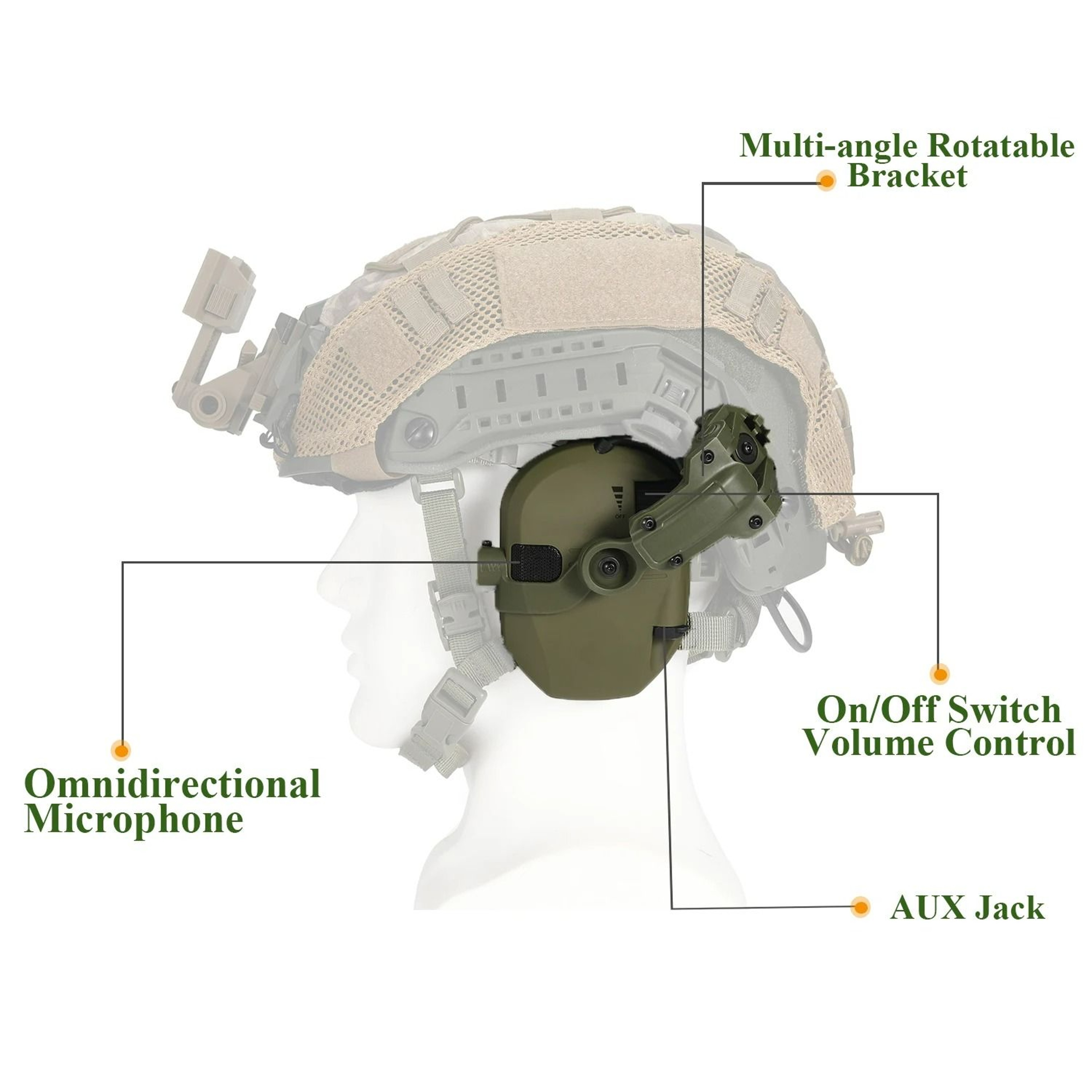 Tactical Electronic Shooting Earmuffs  Active Sound Pickup Headset 3