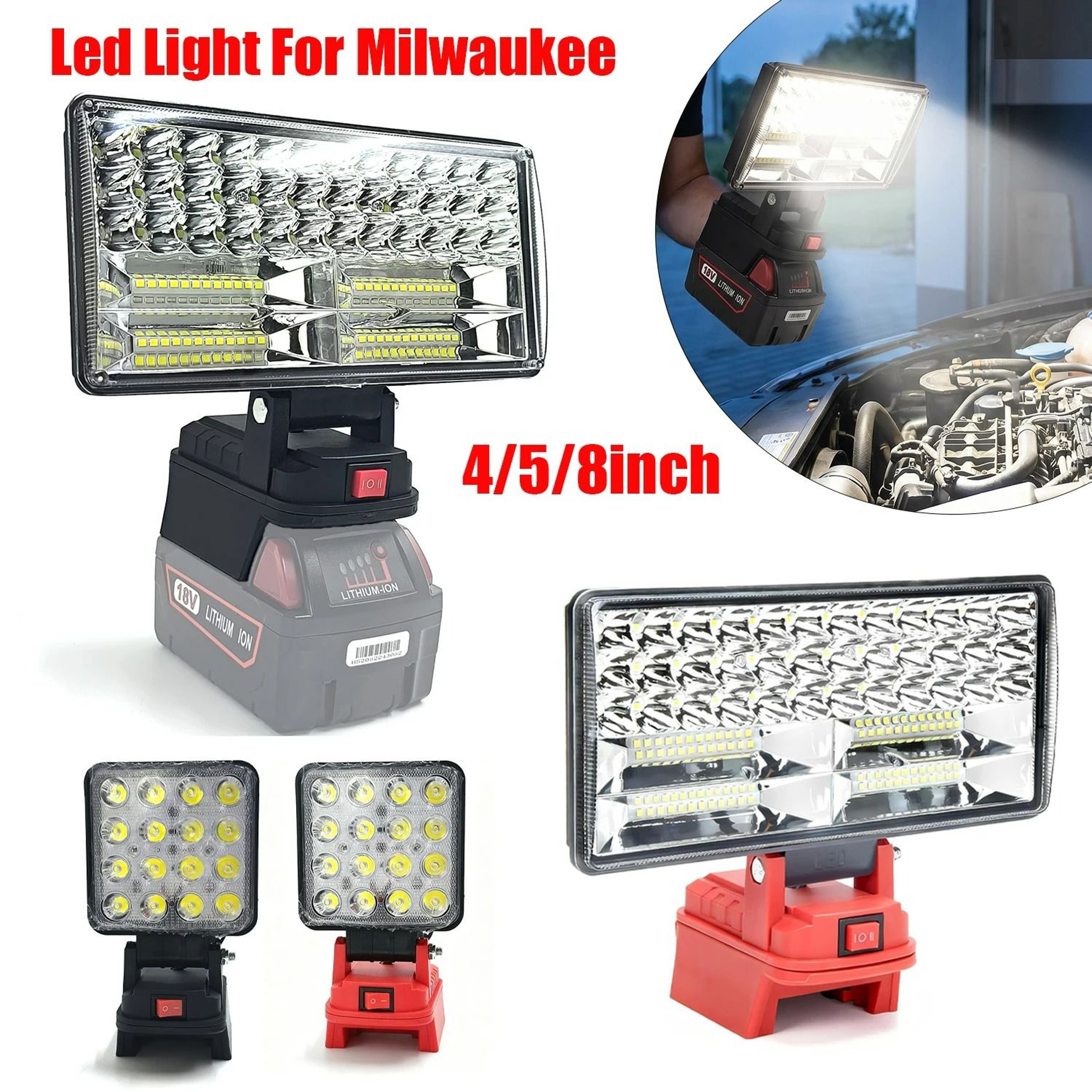 Cordless LED Work Light  Portable Emergency Flood Lamp For 18V Lithium Battery 0