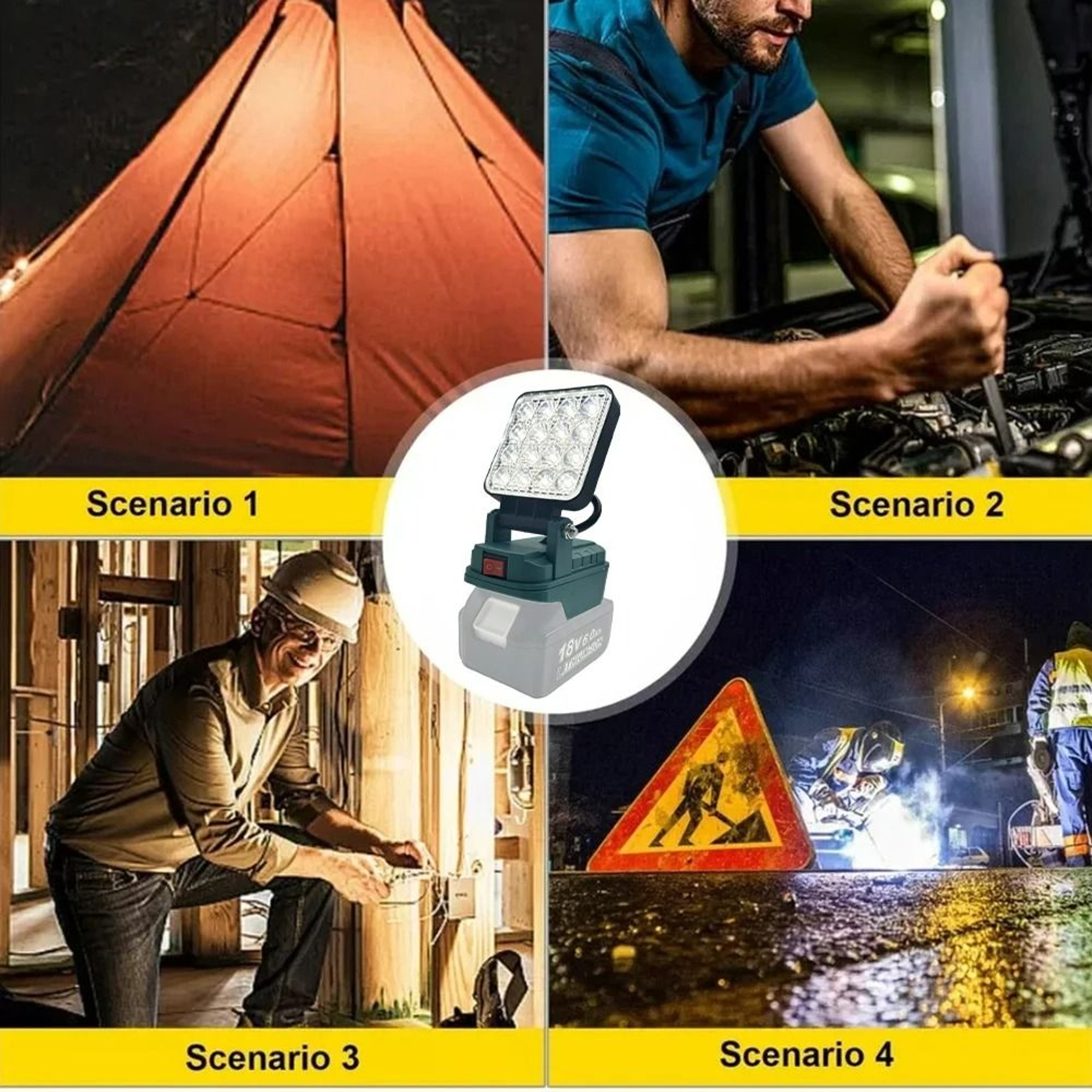Cordless 3Inch LED Work Light  Emergency Lantern For 144V18V Lithium Battery 5