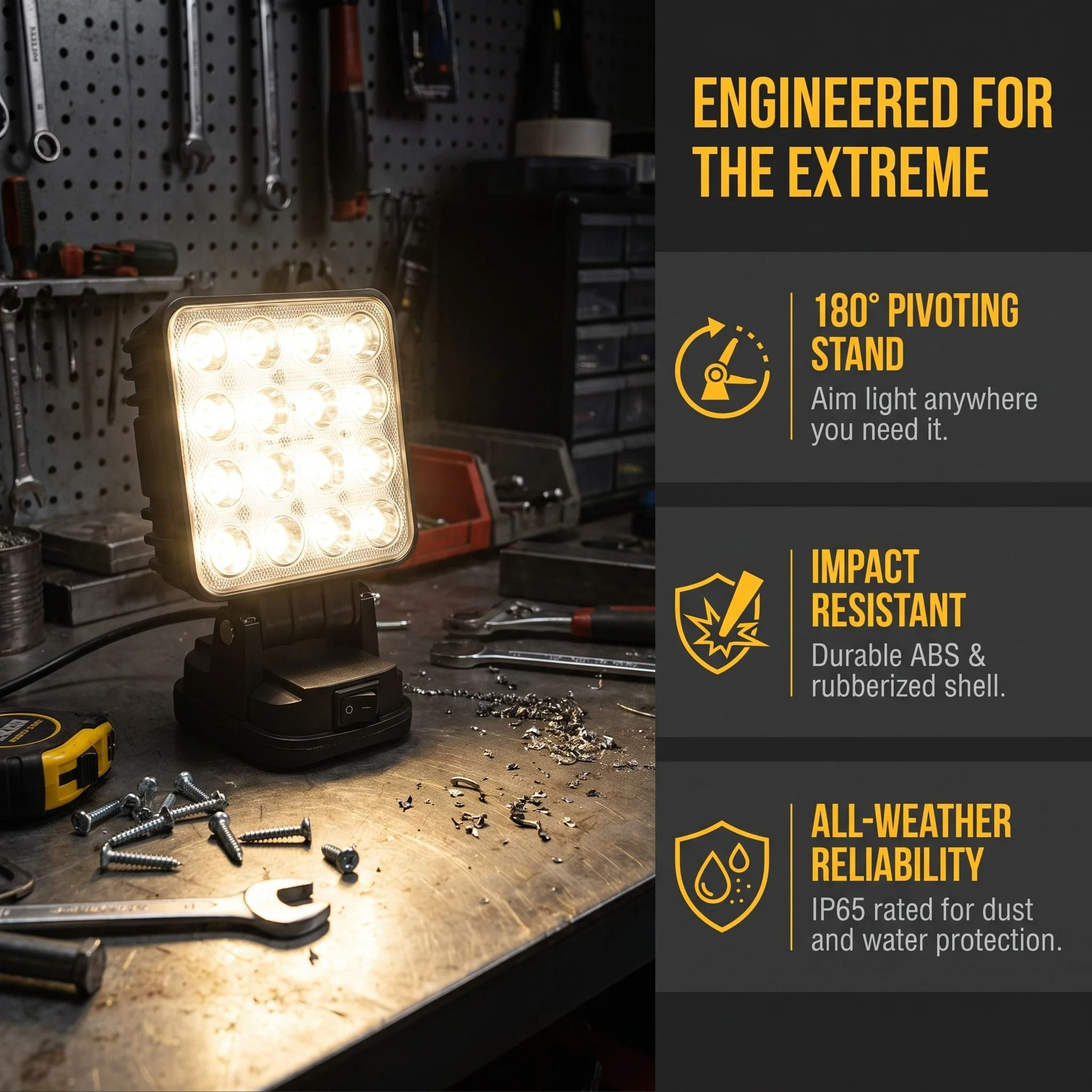 Cordless LED Work Light  Portable Emergency Flood Lamp For 20V Lithium Battery 3