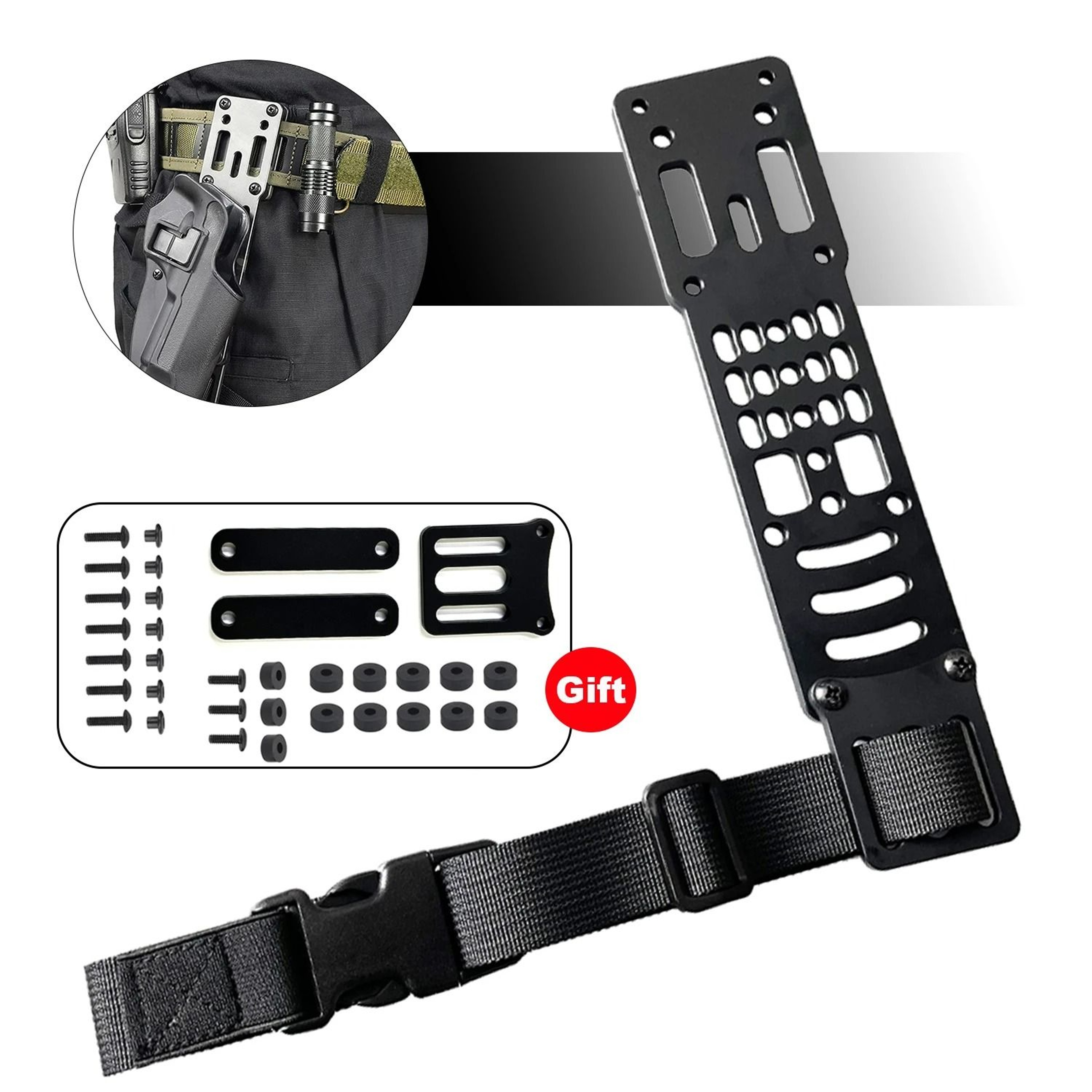 Tactical CNC Aluminum Holster Adapter Base  Modular QuickDraw Rig Plate 0