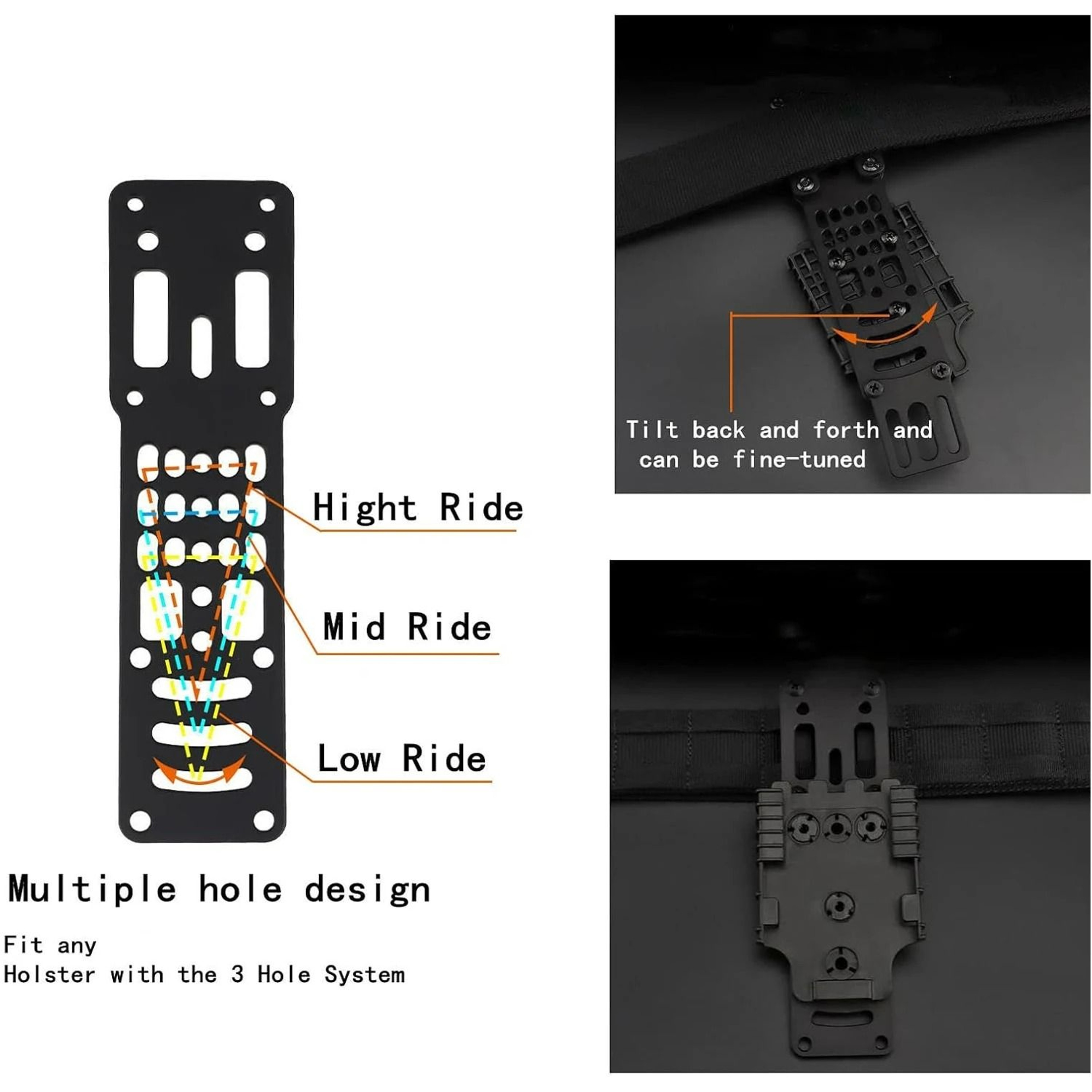 Tactical CNC Aluminum Holster Adapter Base  Modular QuickDraw Rig Plate 4