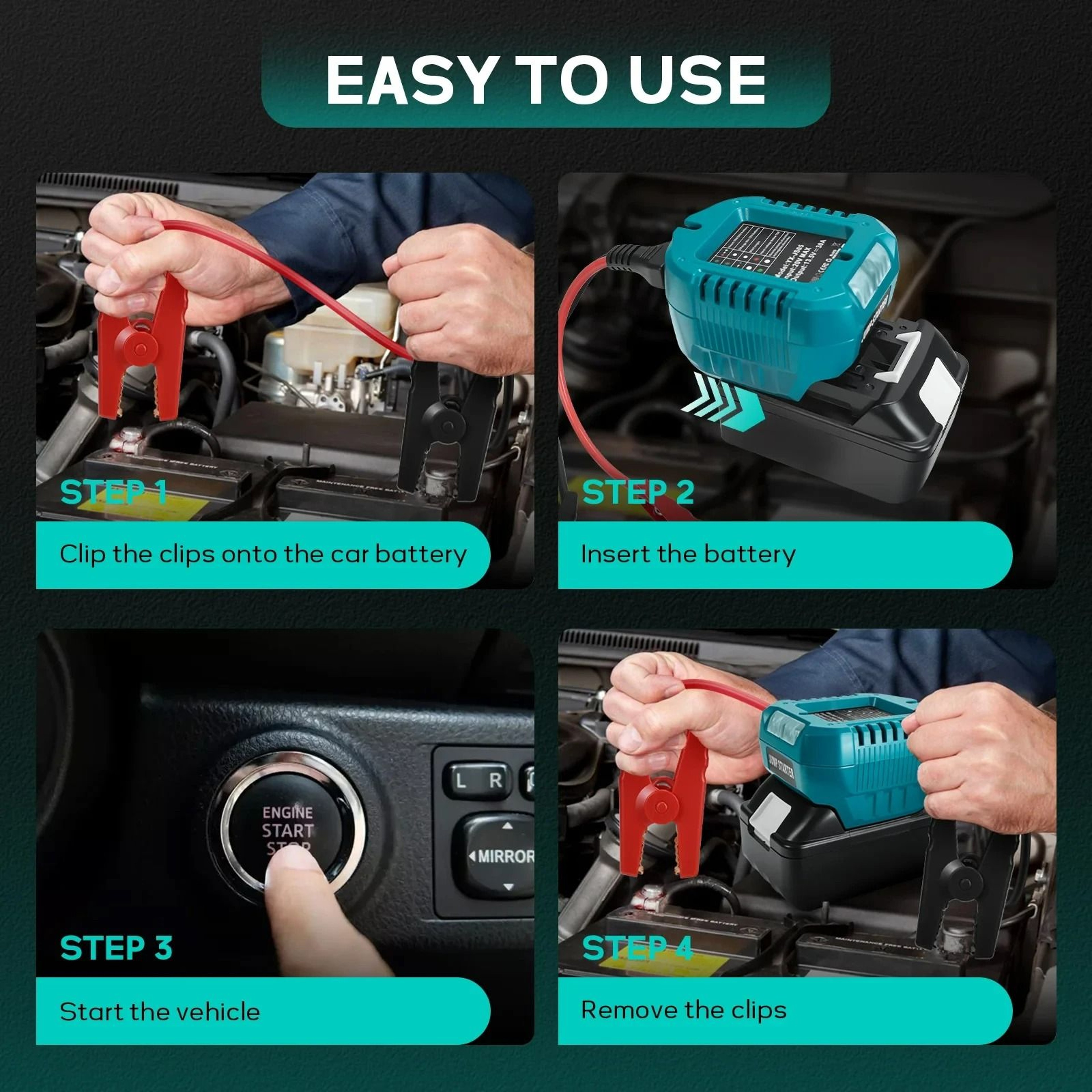 Emergency Car Jump Starter Cables  Booster Adapter For 18V20V Lithium Batteries 4