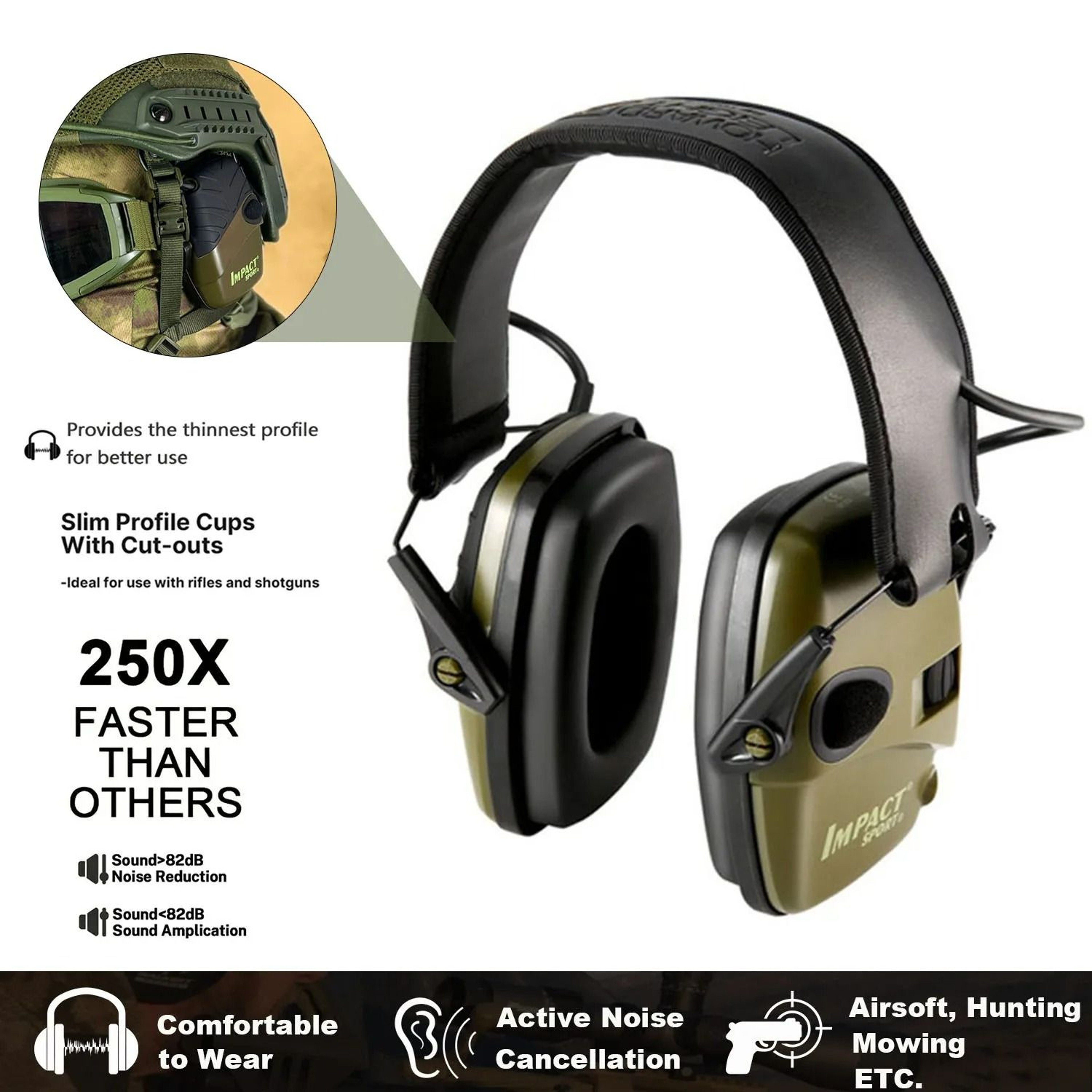Foldable Electronic Shooting Hearing Protection Headset  Tactical Active NoiseReduction Earmuffs 1