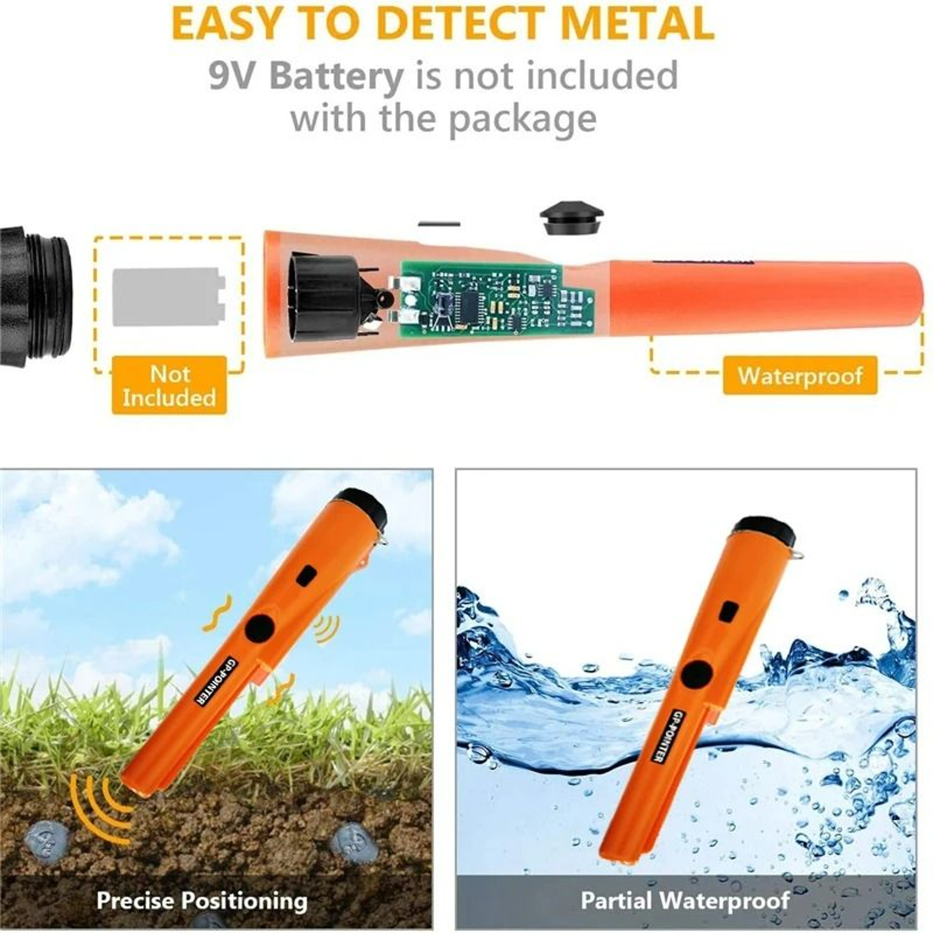 HighPrecision Handheld Metal Detector Pinpointer Wand  360Degree Positioning Probe 4