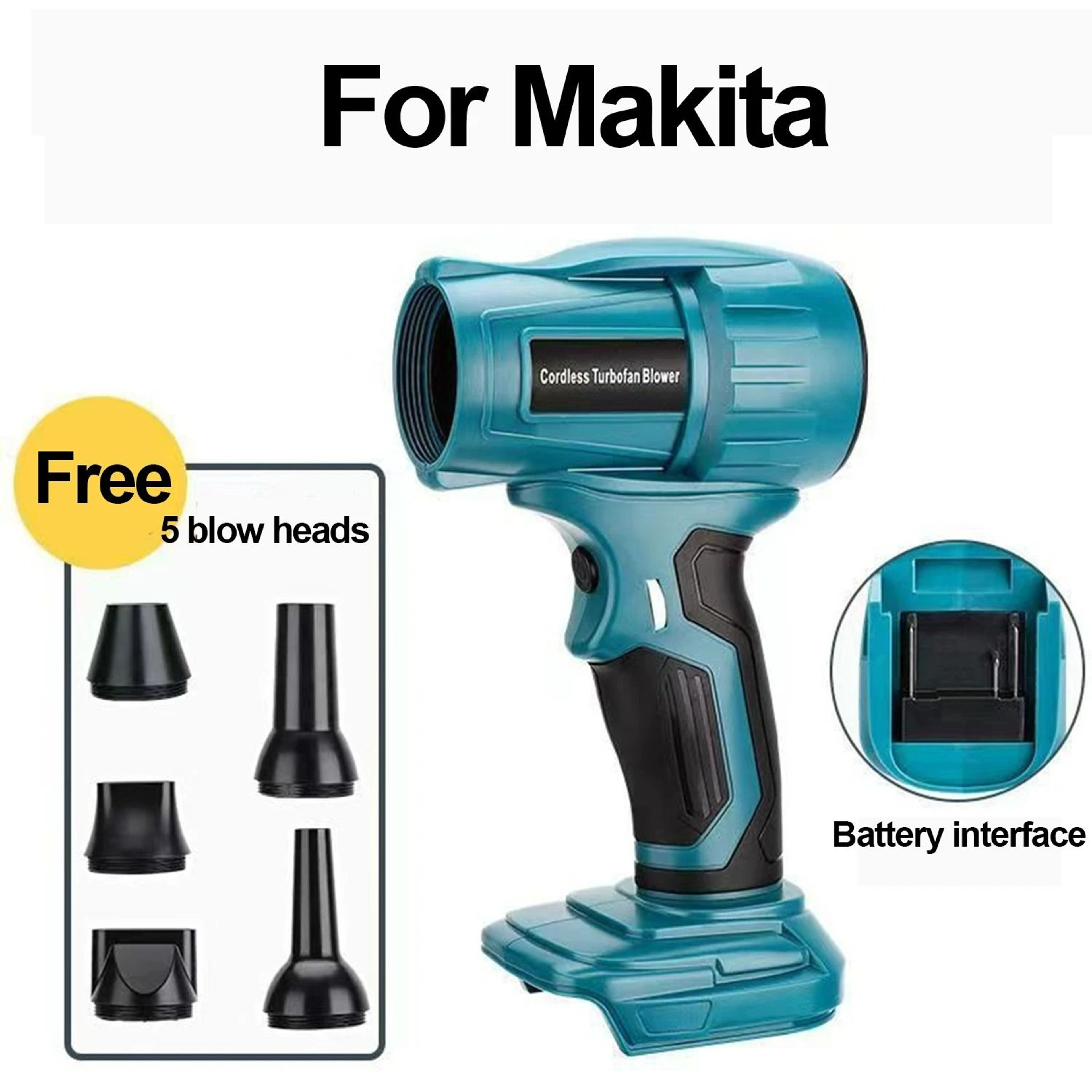 HighPower Cordless Brushless Turbo Jet Fan  Handheld Air Blower For 18V20V Lithium Batteries 9
